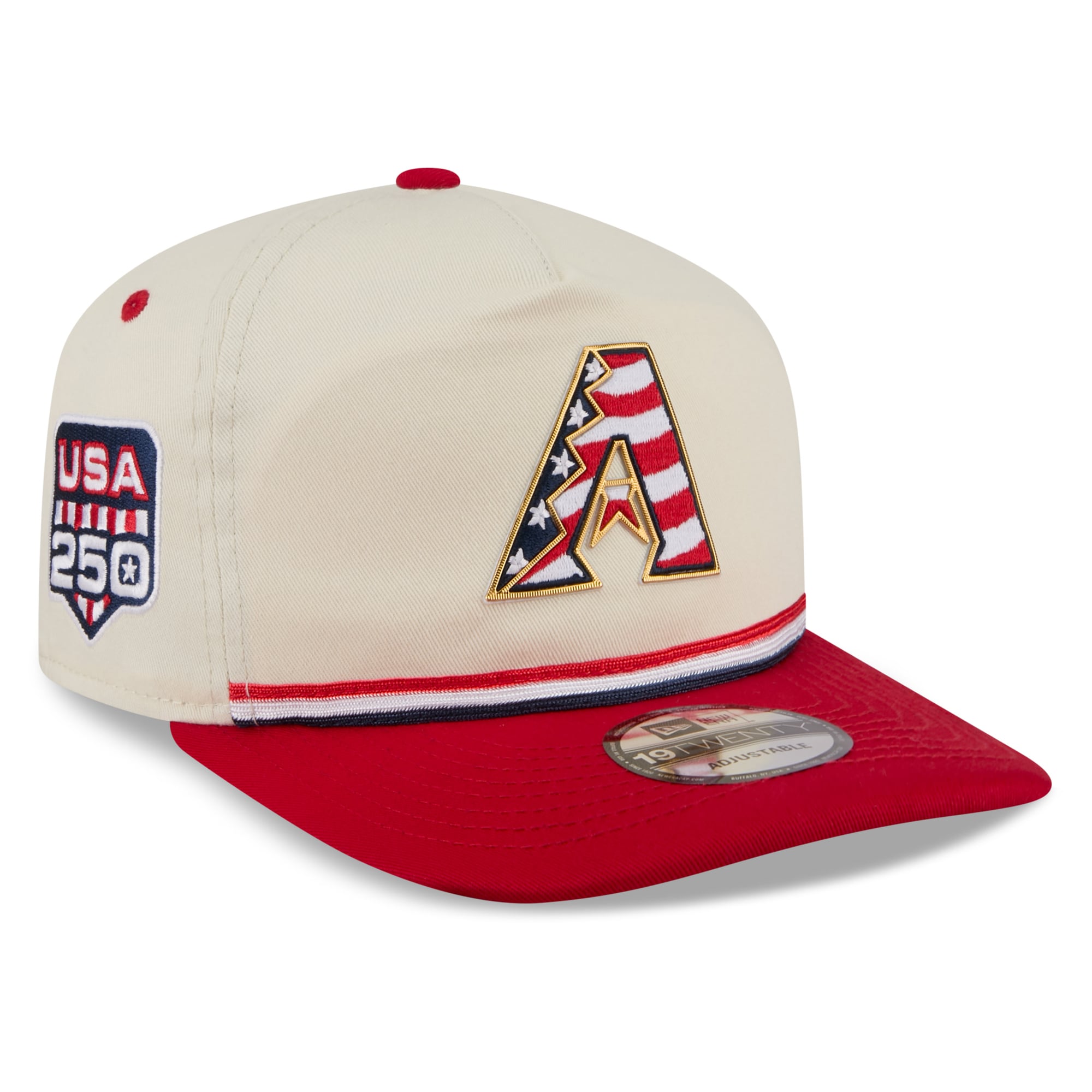 Men's New Era Cream/Red Arizona Diamondbacks USA 250 Fourth of July 19TWENTY Adjustable Hat