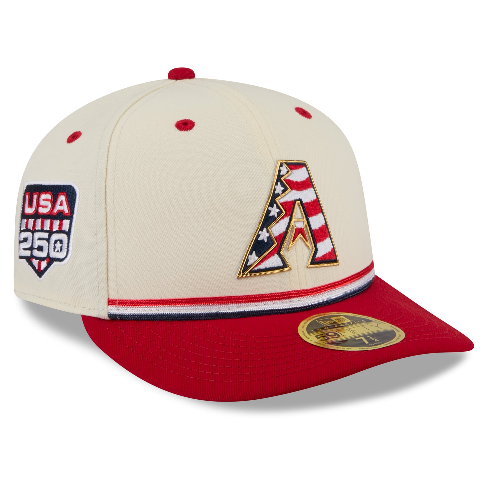 Men's New Era Cream/Red Arizona Diamondbacks USA 250 Fourth of July Low Profile 59FIFTY Fitted Hat