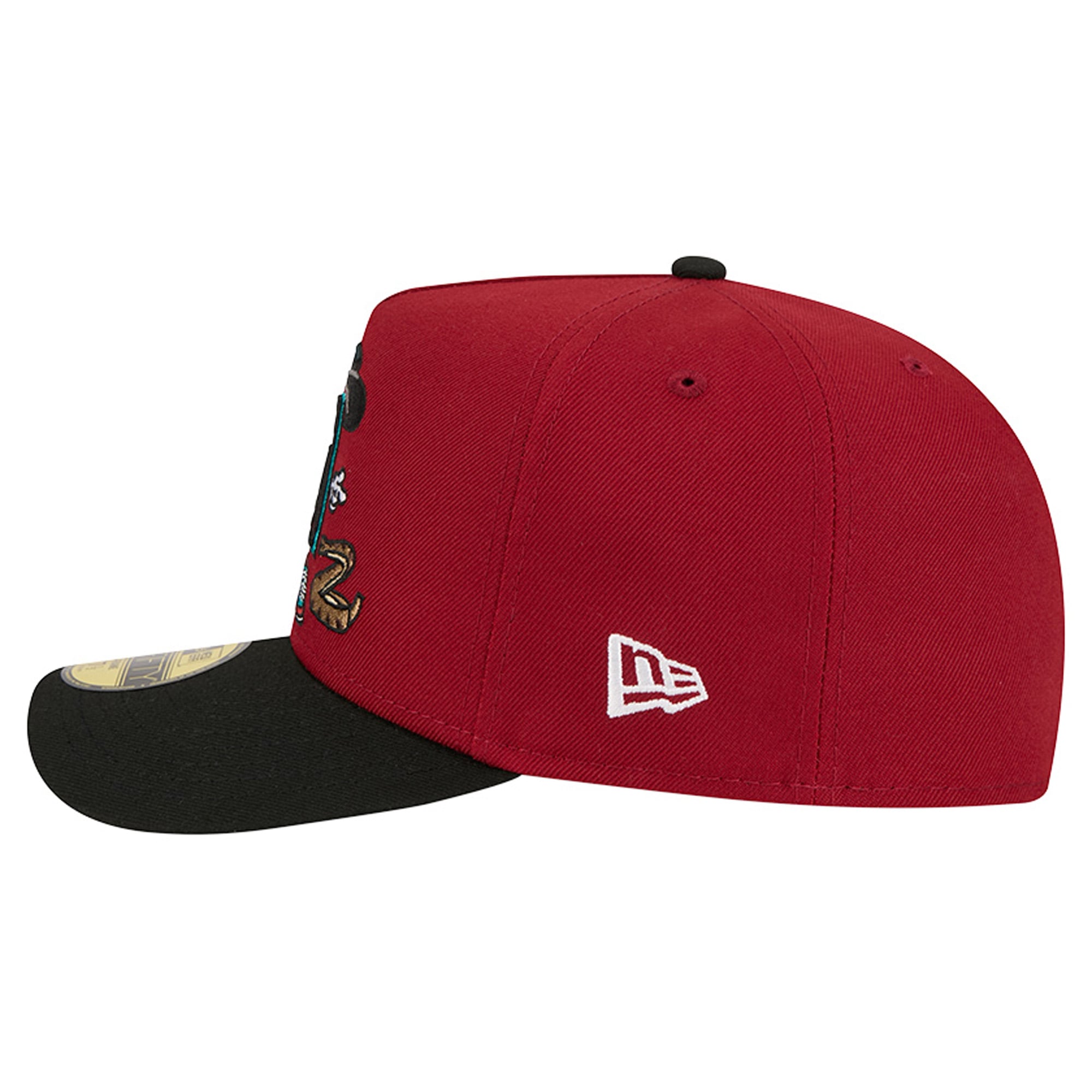 Casquette ajustée New Era 59FIFTY pour homme, rouge foncé/noir, motif dessin animé des Arizona Diamondbacks