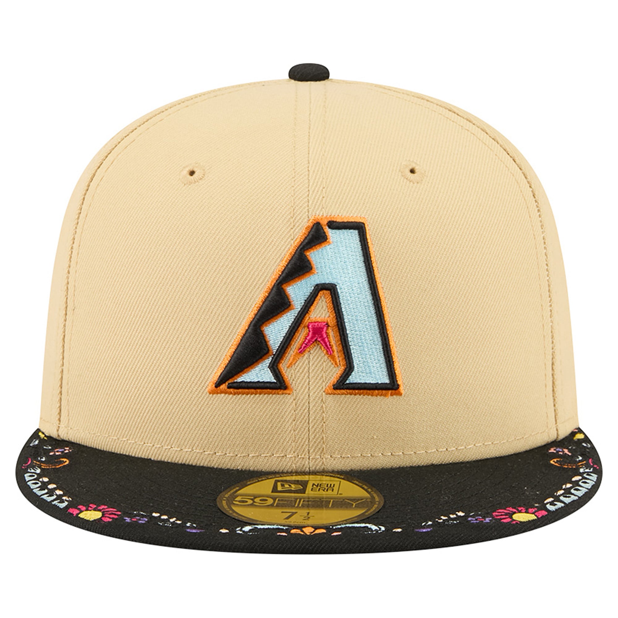 Men's New Era Light Beige Arizona Diamondbacks Two-Tone Embroidered Visor 59FIFTY Fitted Hat