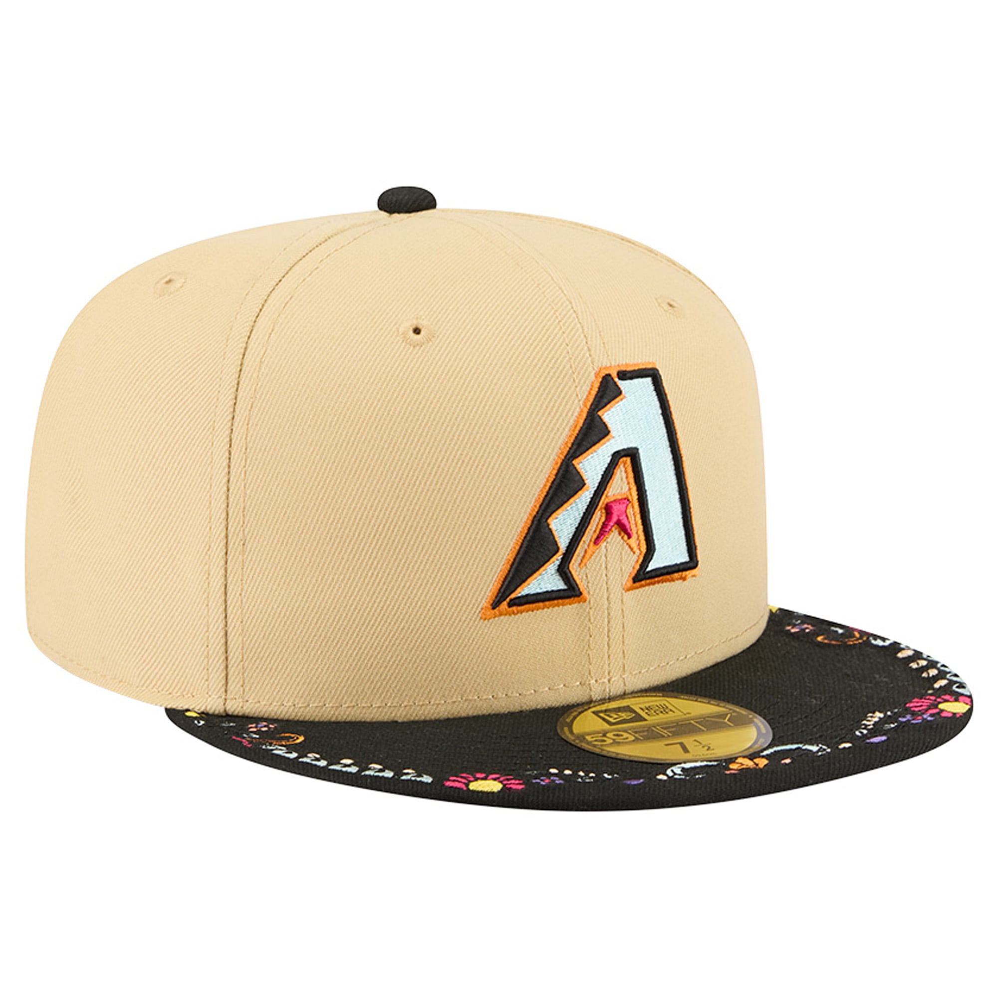 Men's New Era Light Beige Arizona Diamondbacks Two-Tone Embroidered Visor 59FIFTY Fitted Hat