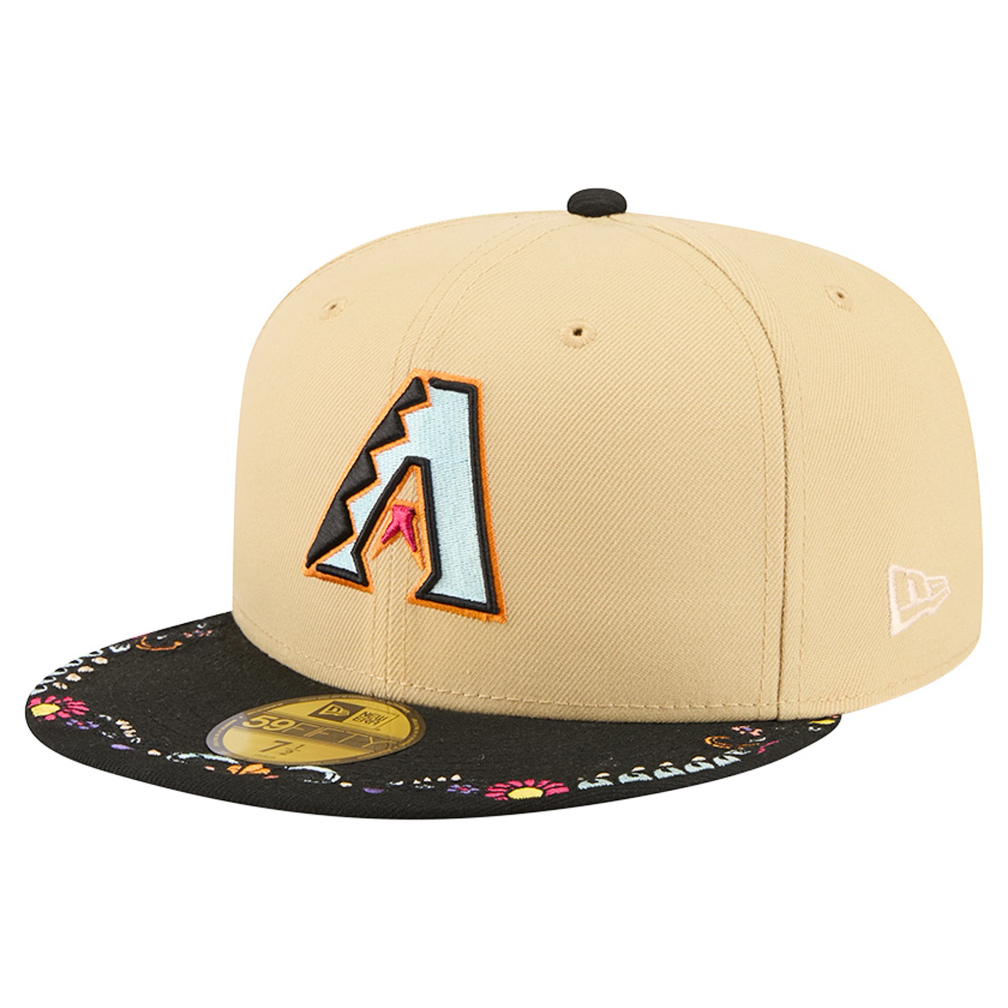 Men's New Era Light Beige Arizona Diamondbacks Two-Tone Embroidered Visor 59FIFTY Fitted Hat
