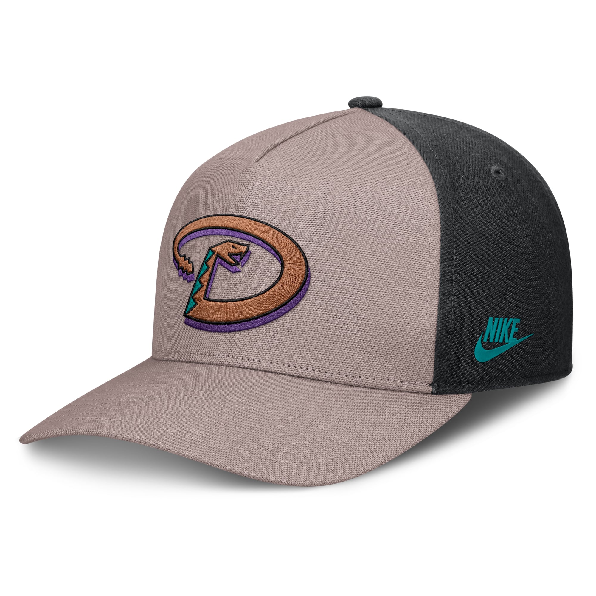 Casquette ajustable Nike pour homme, marron clair/noir, Arizona Diamondbacks Cooperstown Rise, modèle A-Frame