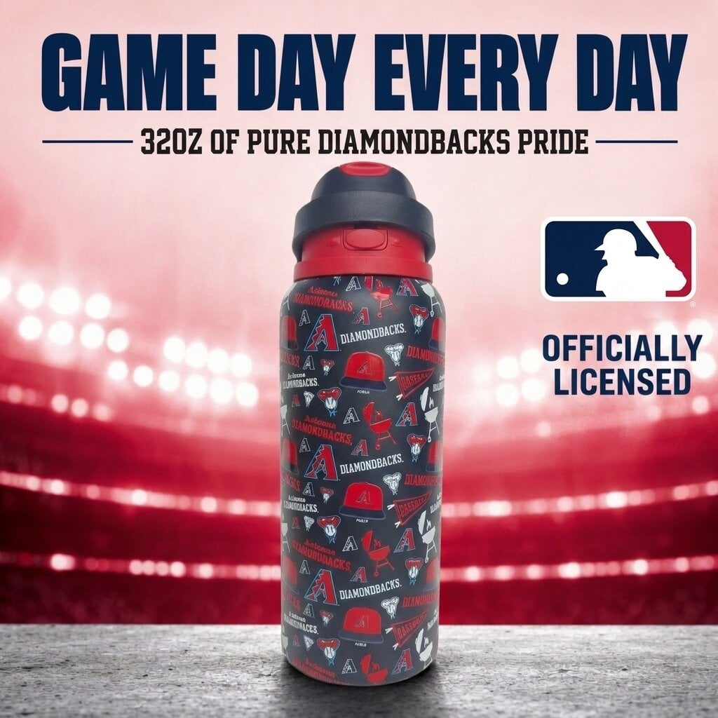 Gourde Pegasus Arizona Diamondbacks 32 oz, fanion de match, en acier inoxydable ProPress