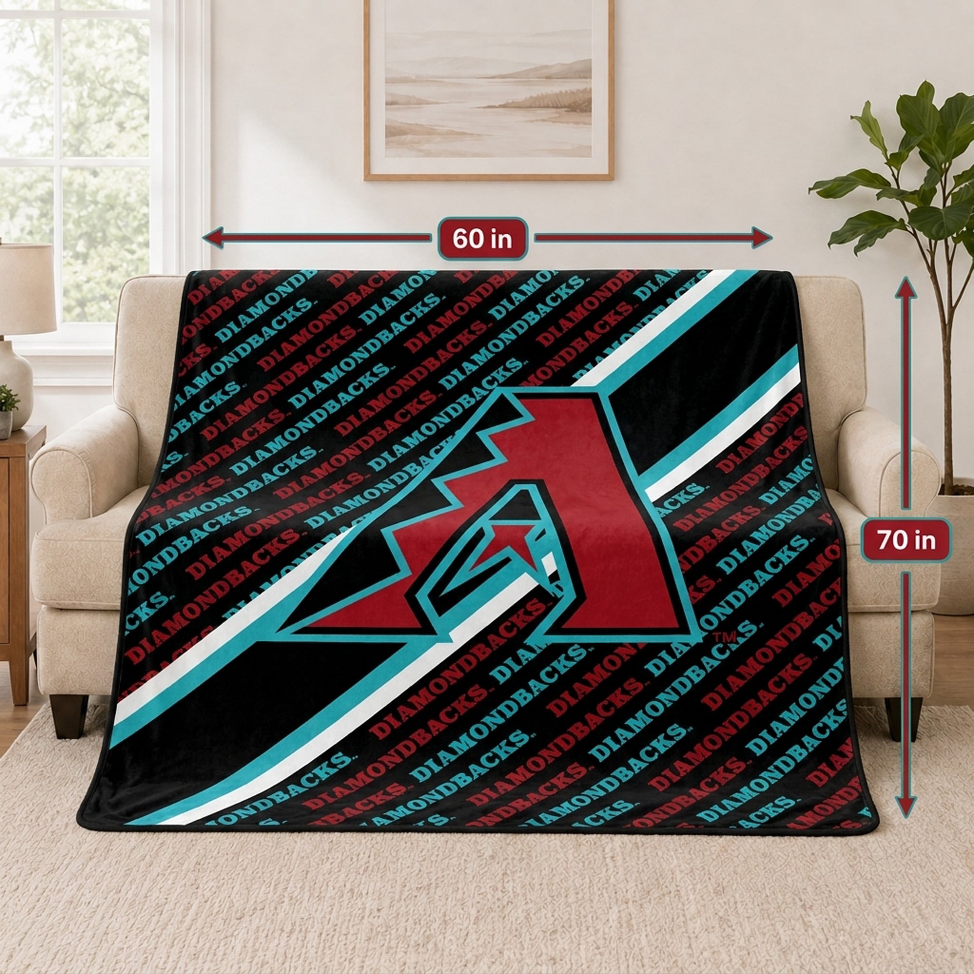 Pegasus Arizona Diamondbacks 60" x 70" Diagonal Lined Wordmark Ultra Soft Blanket