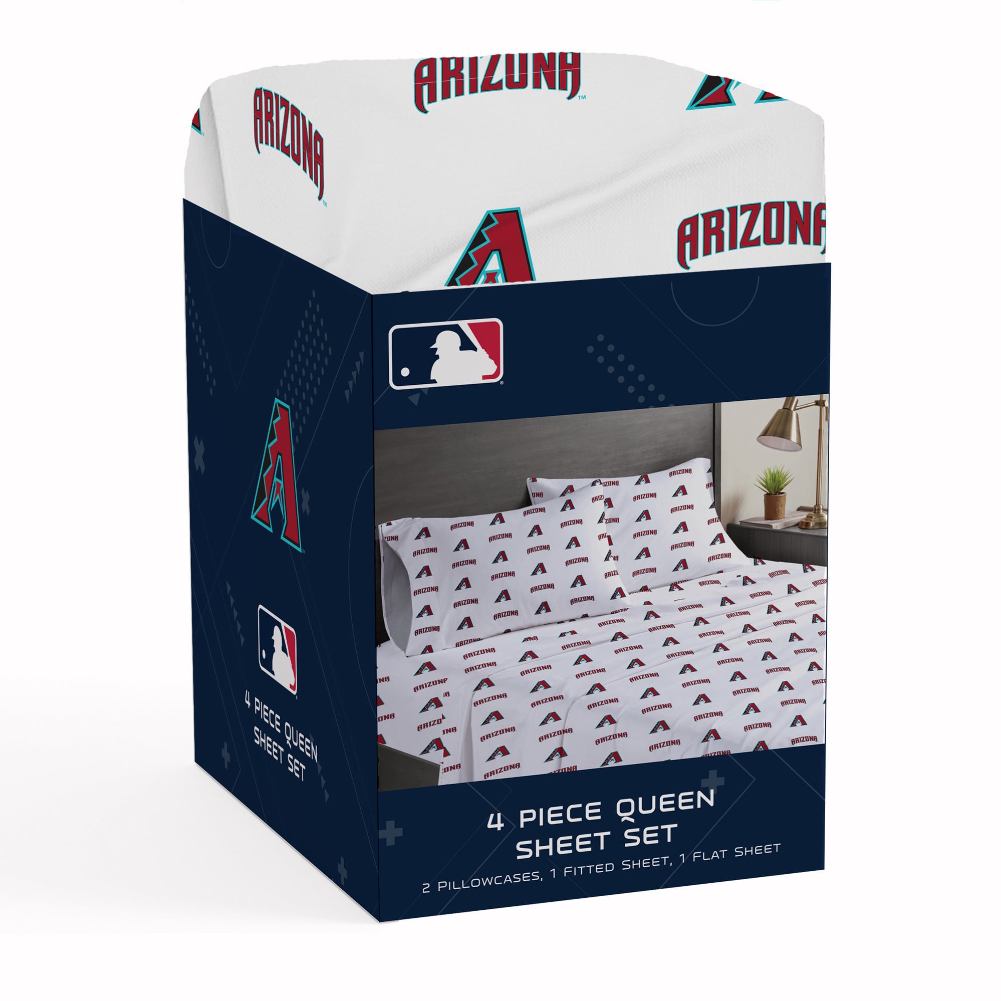 Ensemble de draps quatre pièces Pegasus Arizona Diamondbacks pour lit queen