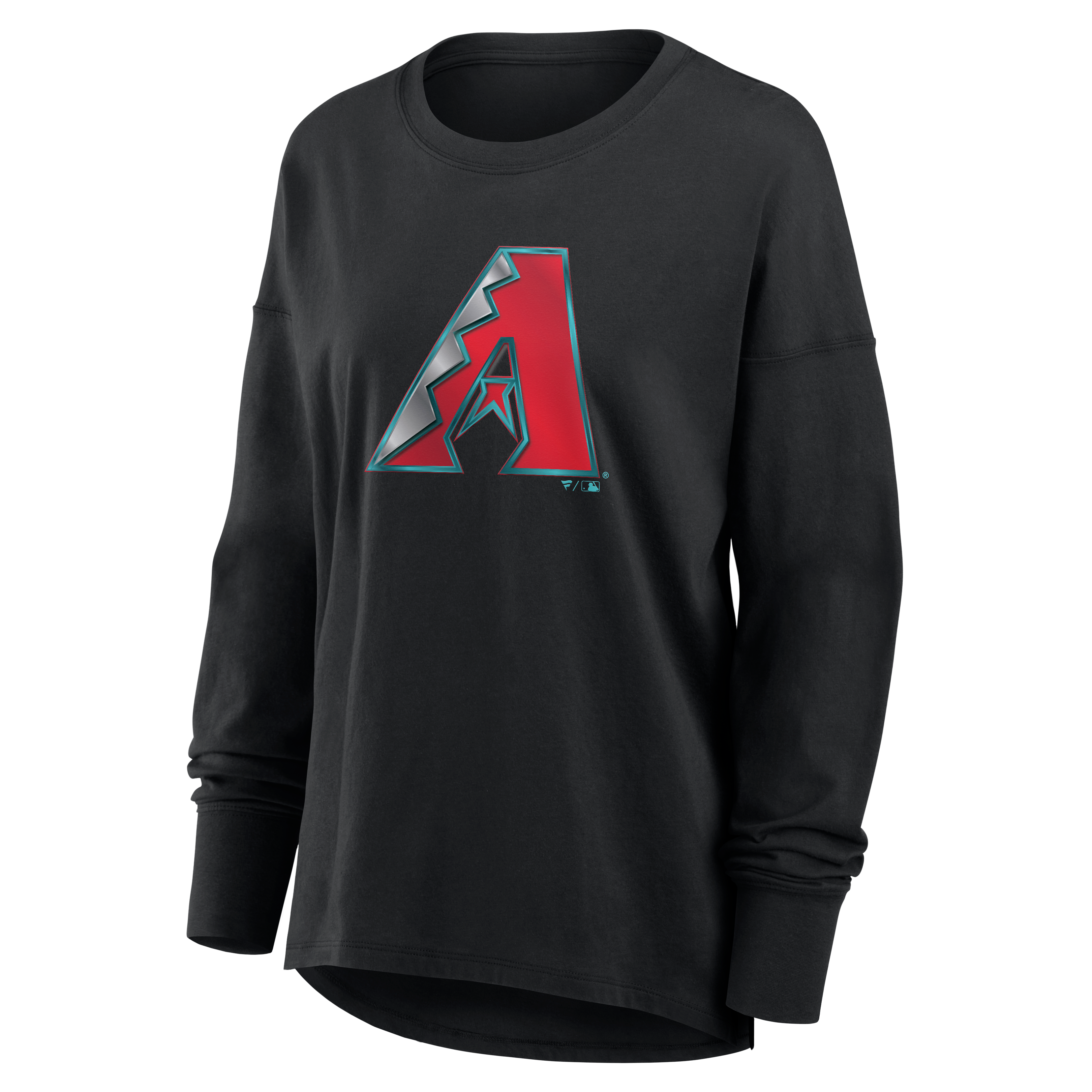 T-shirt à manches longues noir pour femmes avec mascotte métallique des Arizona Diamondbacks