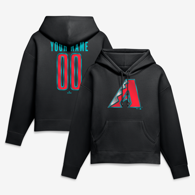 Arizona Diamondbacks Women's Metallic Mascot Personalized Name & Number Hoodie - Black