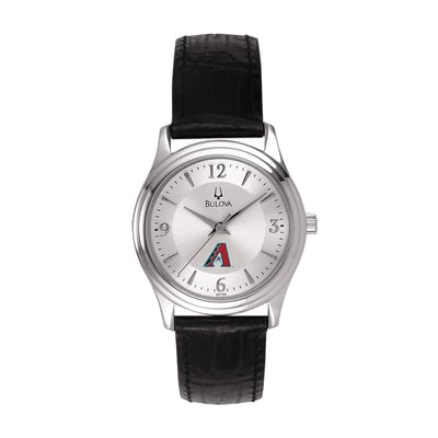 Arizona Diamondbacks Bulova Women's Leather Strap Watch - Silver