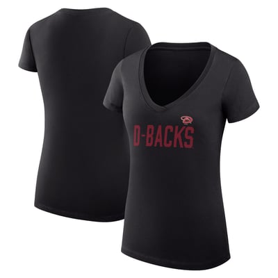 Arizona Diamondbacks G-III 4Her by Carl Banks Women's Super-Slim Fit Lightweight Dot Print V-Neck T-Shirt - Black