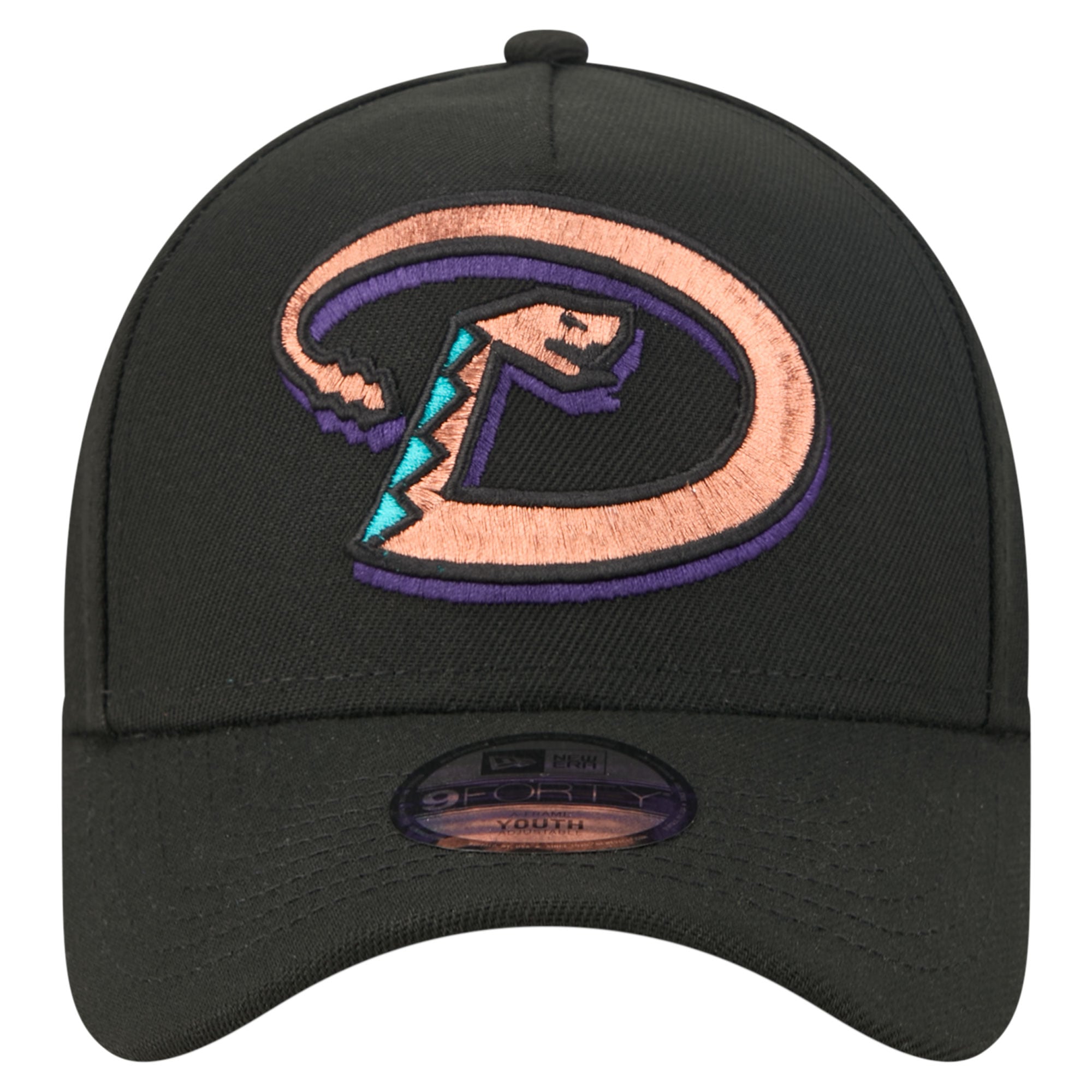 Youth New Era Black Arizona Diamondbacks Cooperstown Logo 9FORTY A-Frame Adjustable Hat