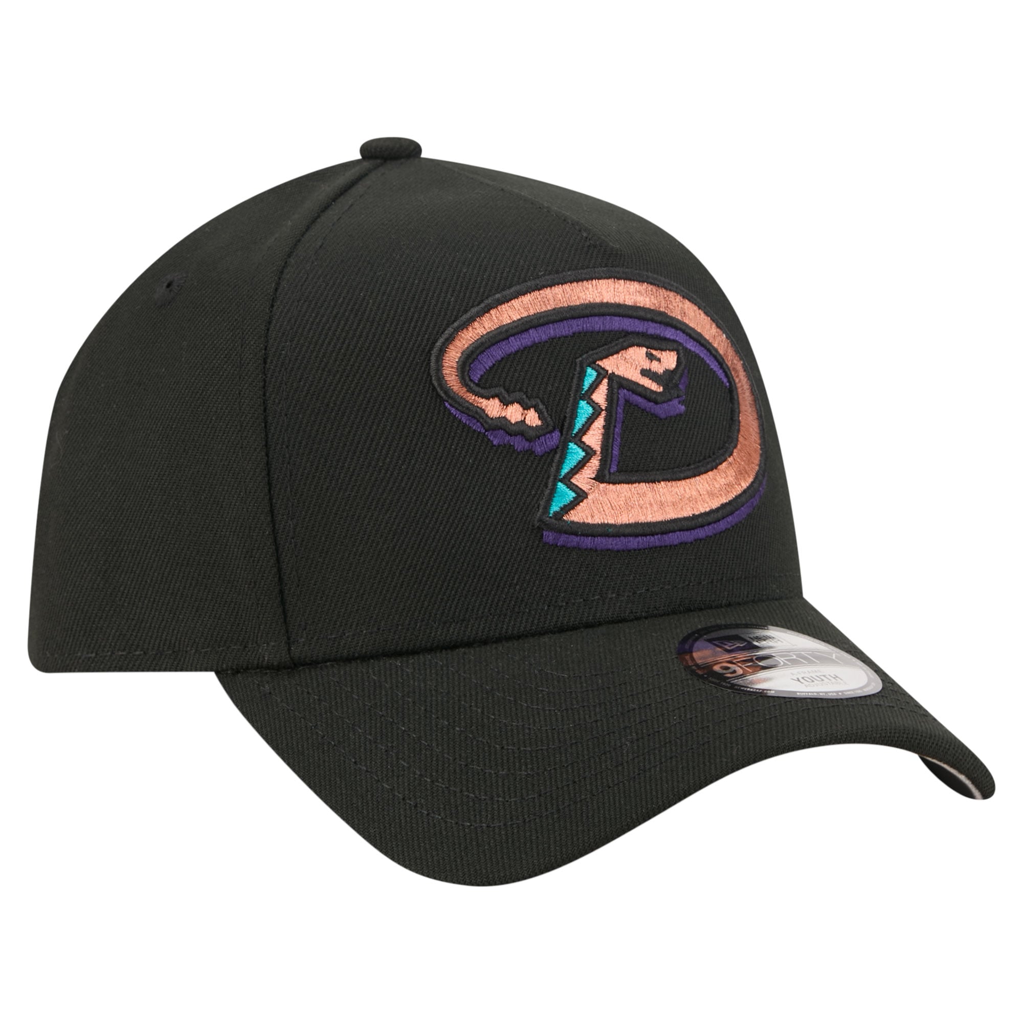 Youth New Era Black Arizona Diamondbacks Cooperstown Logo 9FORTY A-Frame Adjustable Hat