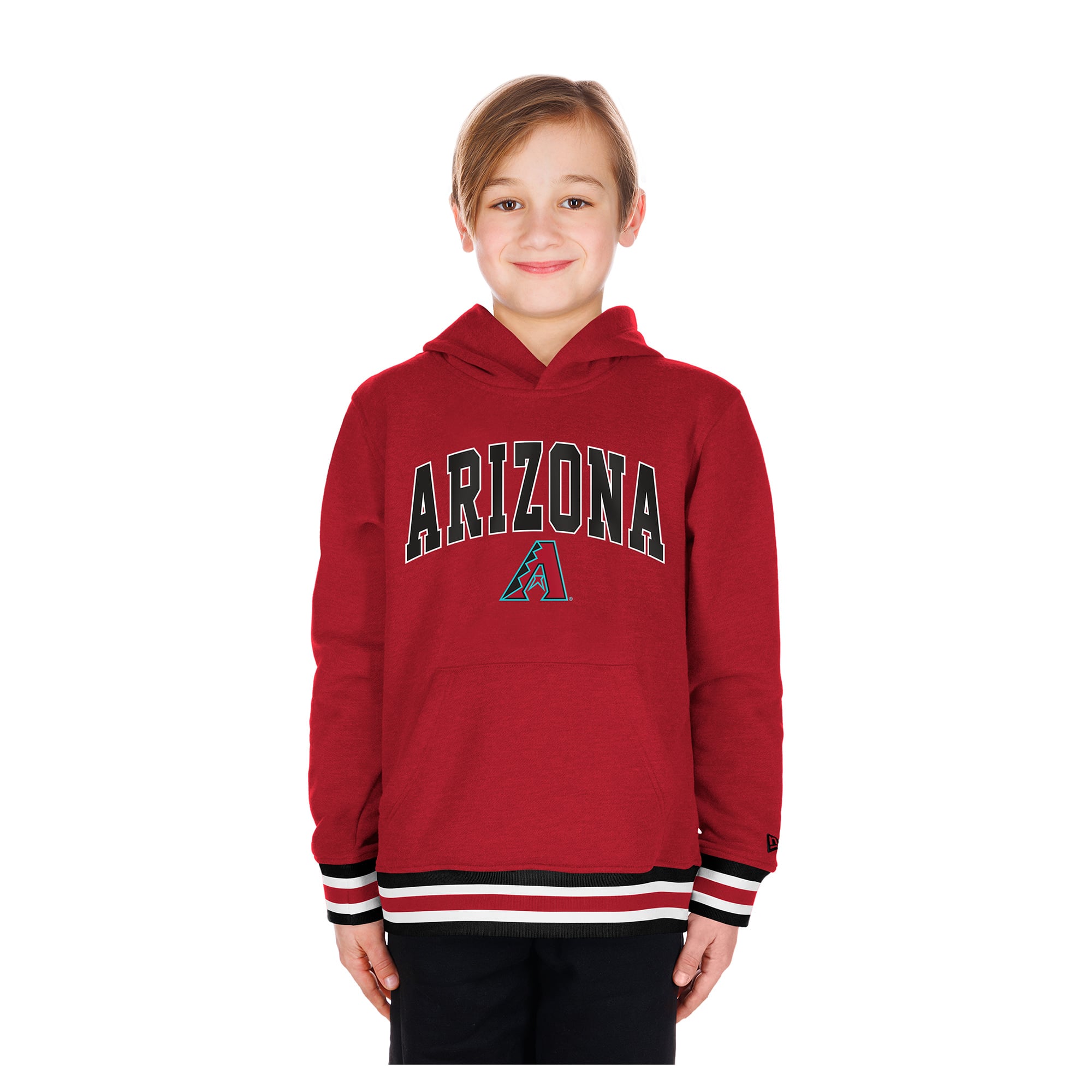 Youth New Era Red Arizona Diamondbacks Knit Trim Pullover Hoodie