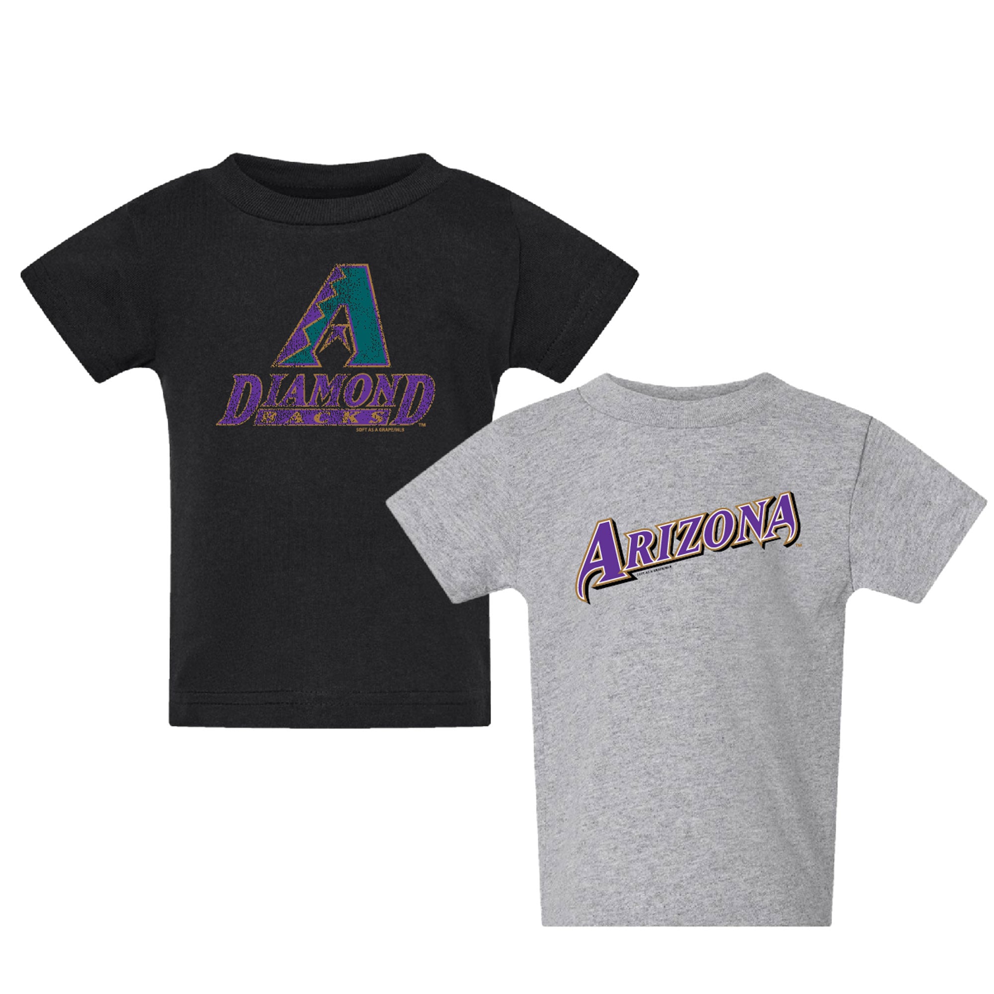 Ensemble de 2 t-shirts Arizona Diamondbacks Cooperstown pour jeunes, couleur noir/gris chiné, Soft as a Grape