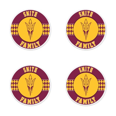 Arizona State Sun Devils 4" Personalized Circular Coasters 4-Pack Set