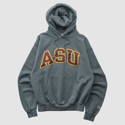 Arizona State Sun Devils Champion 2000s Hooded Pullover Sweatshirt - Dark Heather Gray - XS by Fanatics Real Vintage