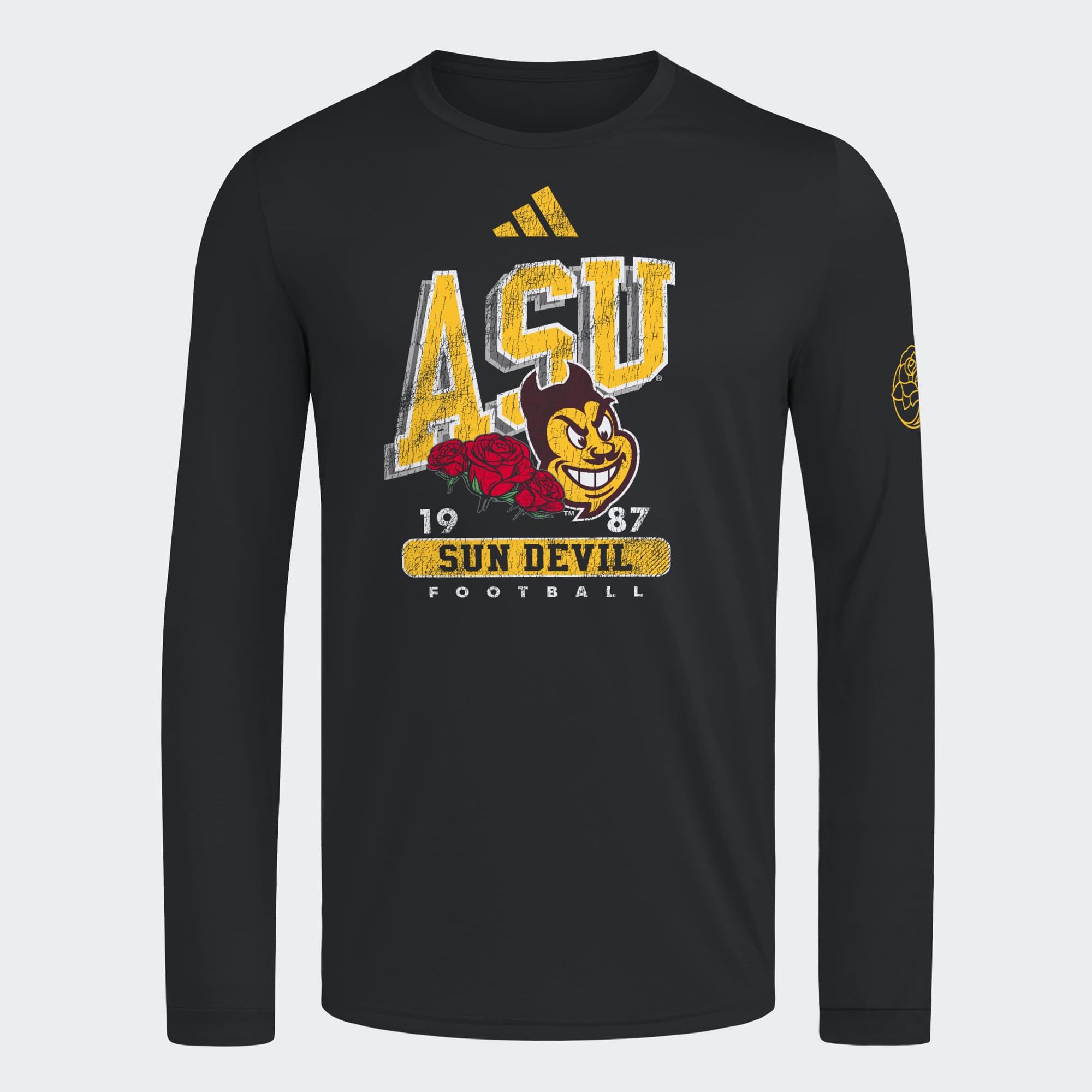T-shirt à manches longues adidas noir pour homme Arizona State Sun Devils Roses &