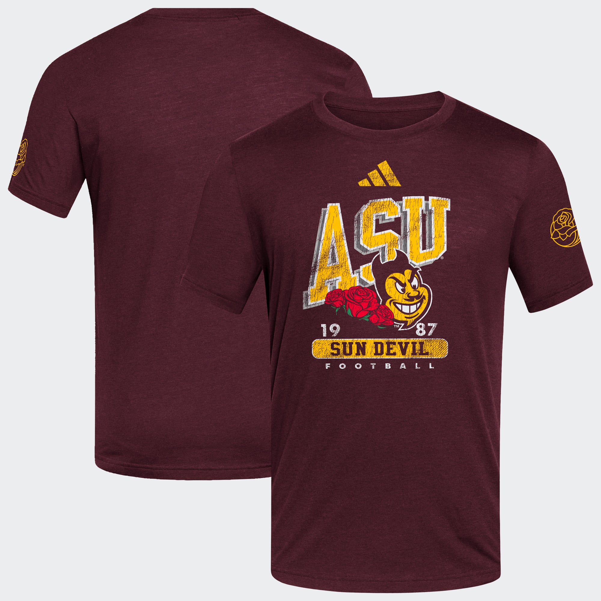 T-shirt adidas noir pour homme Arizona State Sun Devils Roses &