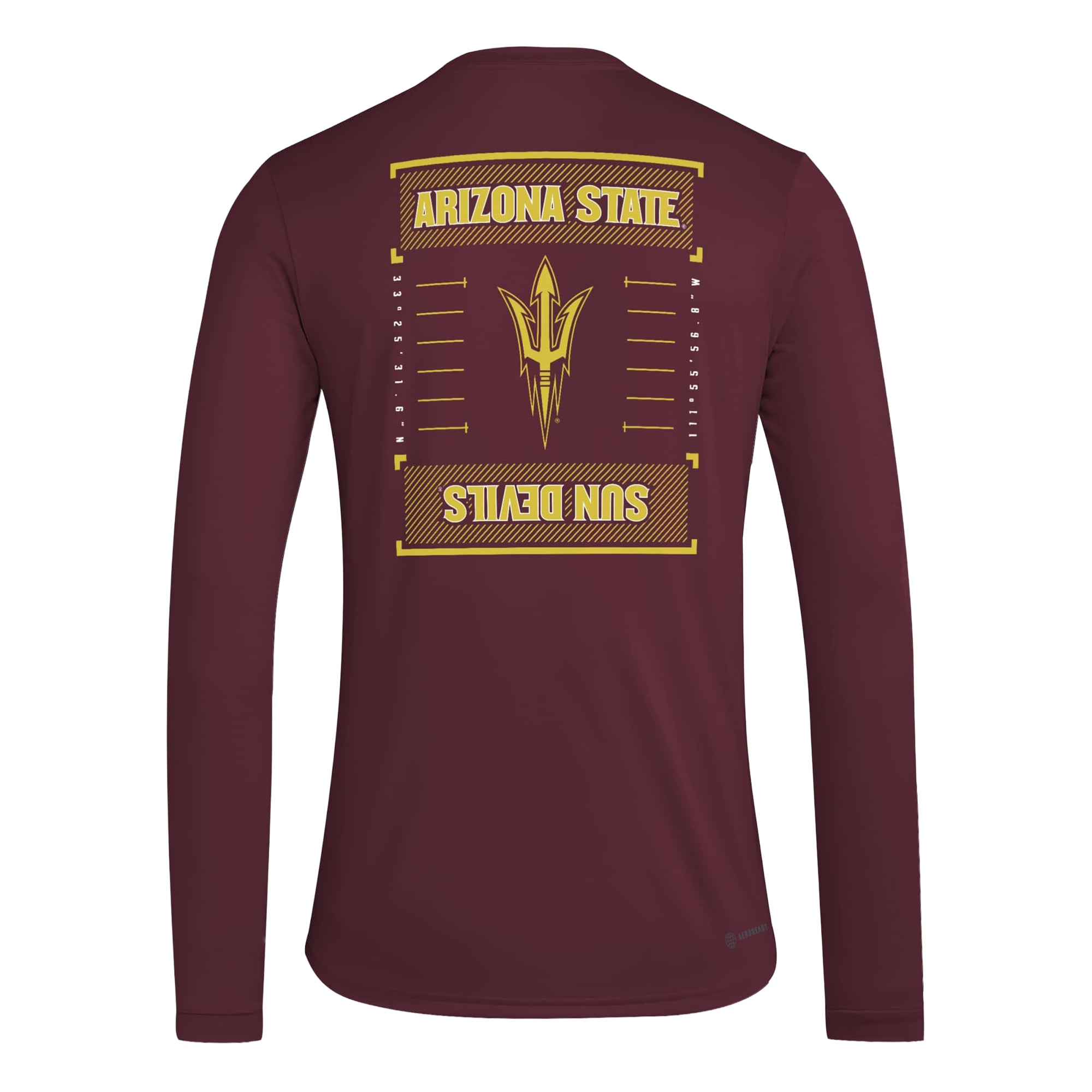 T-shirt à manches longues adidas bordeaux Arizona State Sun Devils Locker Football Icon AEROREADY pour homme