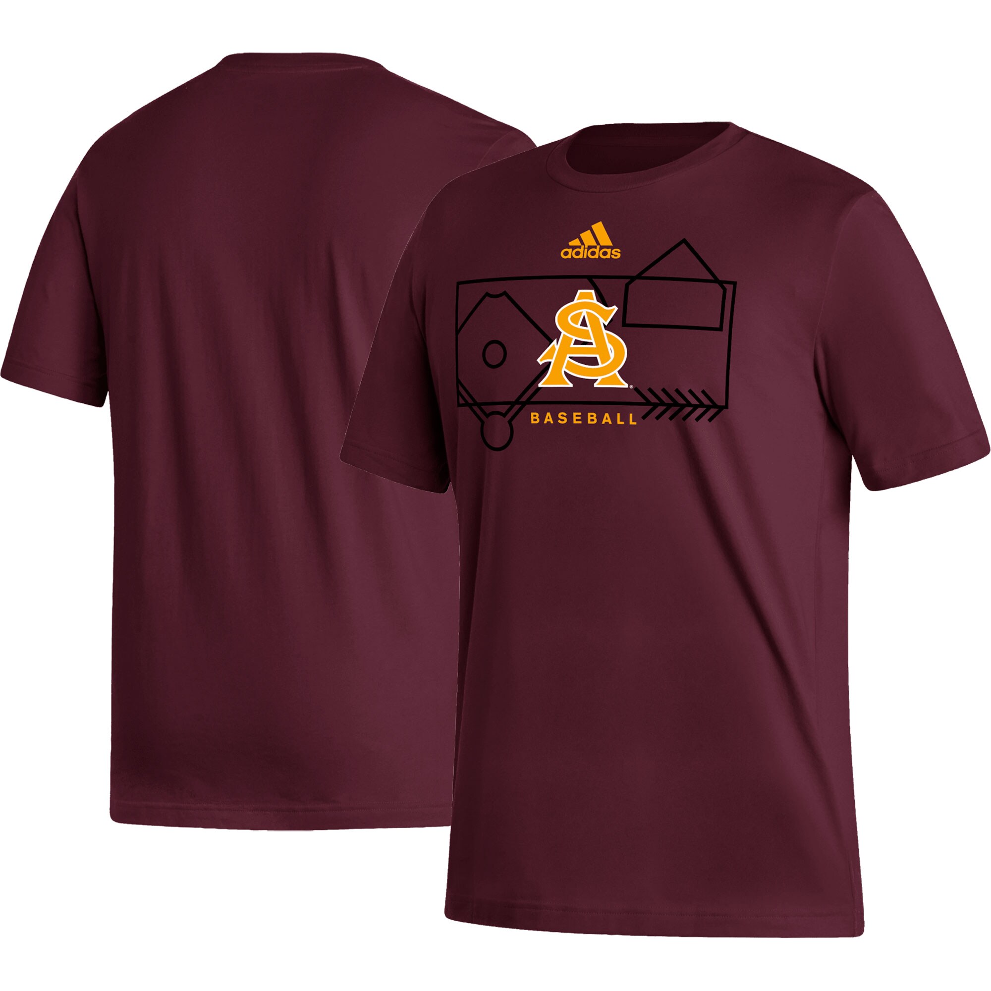 Arizona State Sun Devils adidas Locker Lines Baseball Fresh T Shirt Maroon