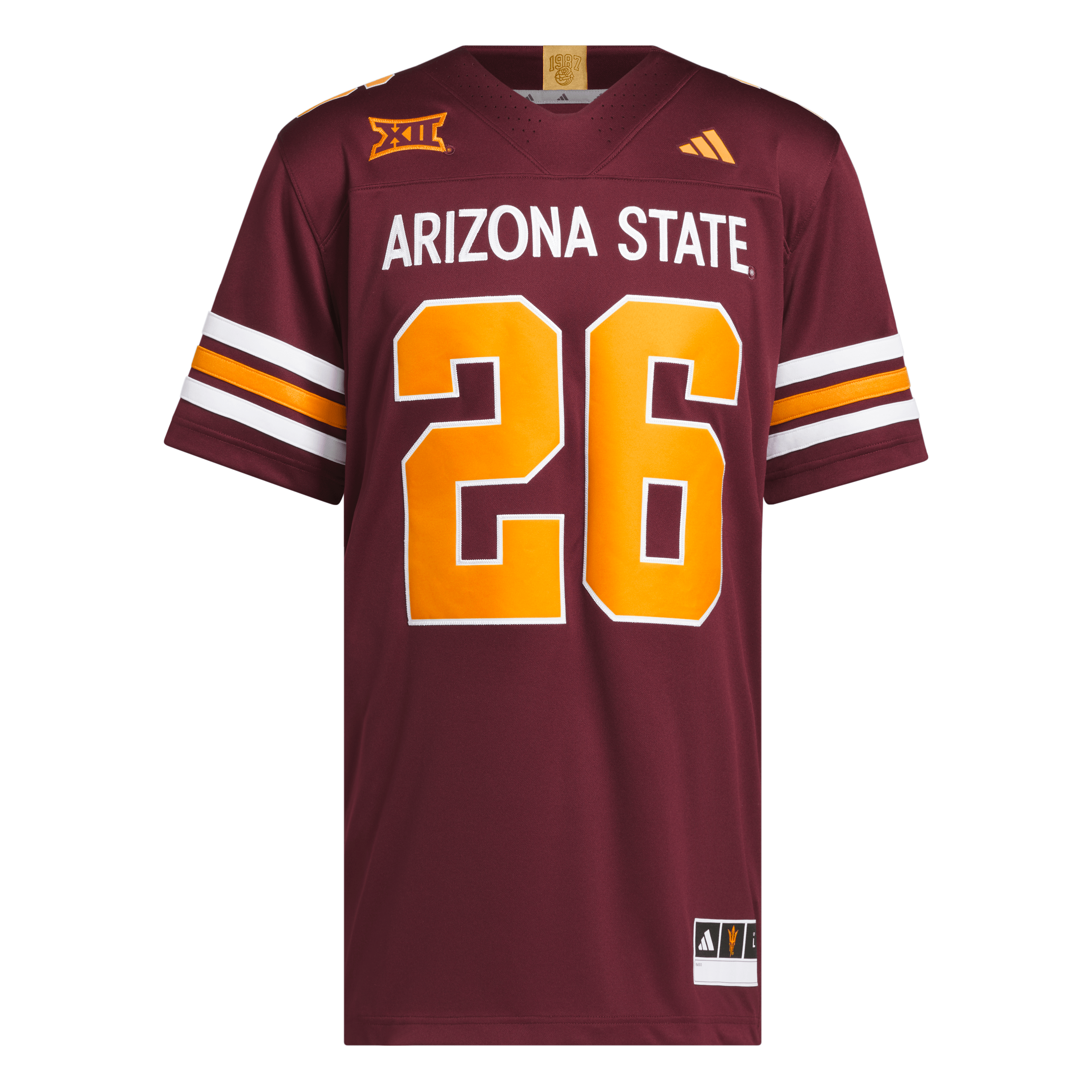 Maillot de stratégie Premier adidas pour homme n° 26 bordeaux Arizona State Sun Devils Roses &