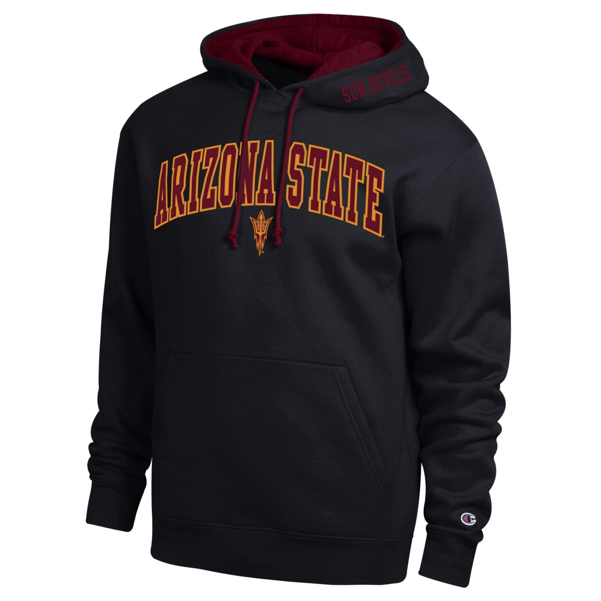 Sweat à capuche en sergé noir Champion Arizona State Sun Devils Arch Tackle pour homme