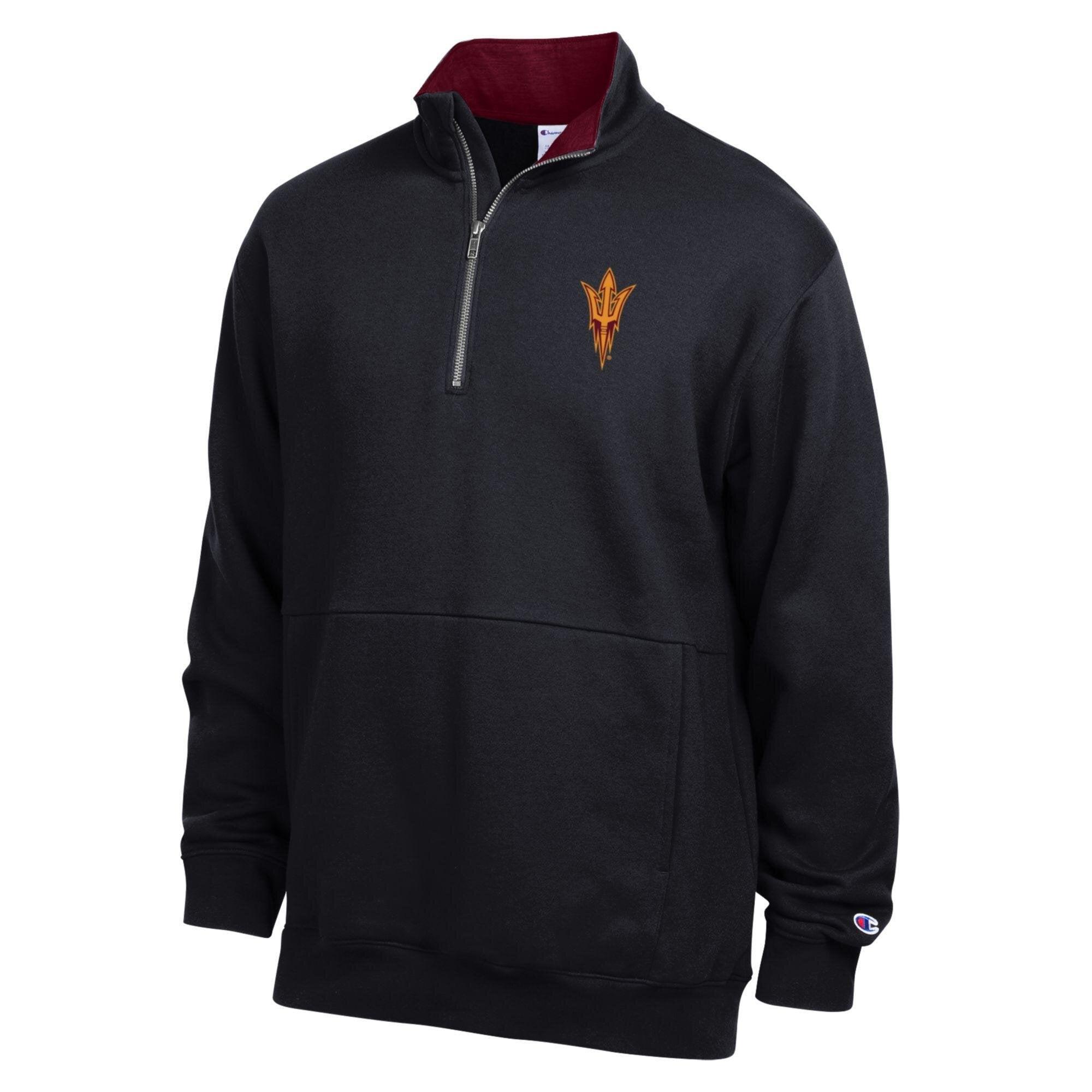 Men's Champion Black Arizona State Sun Devils Fleece Quarter-Zip Pullover