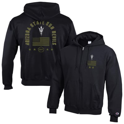  Arizona State Sun Devils Champion Operation Hat Trick Flag Powerblend Fleece Full-Zip Hoodie - Black