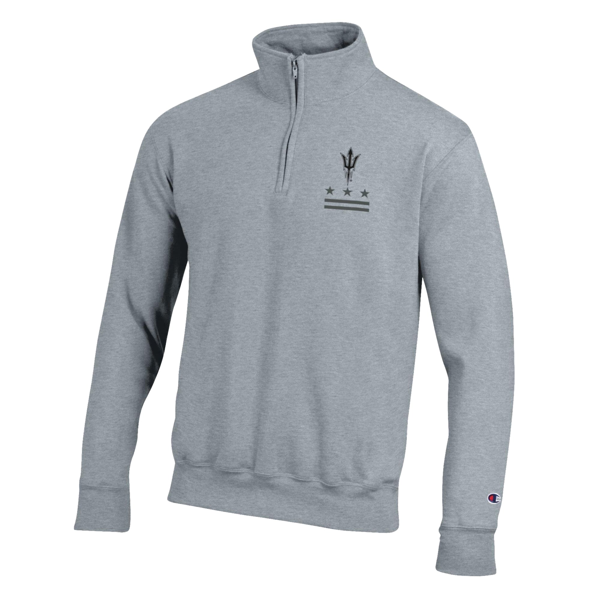 Men's Champion Gray Arizona State Sun Devils Operation Hat Trick Flag Powerblend Fleece Quarter-Zip Pullover