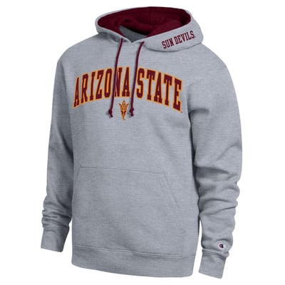  Arizona State Sun Devils Champion Arch Tackle Twill Hoodie - Heather Gray