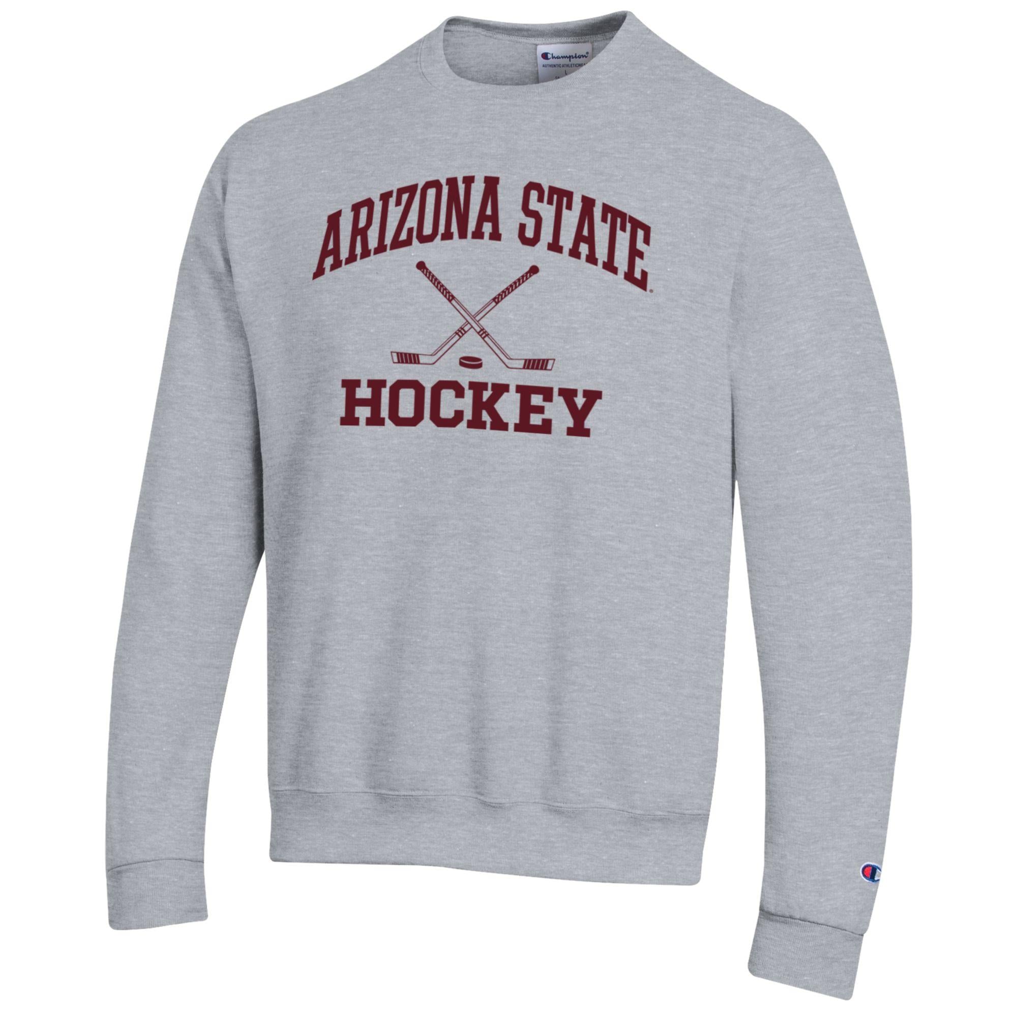 Sweat-shirt à enfiler Champion pour homme, gris chiné, Arizona State Sun Devils Hockey Icon Powerblend