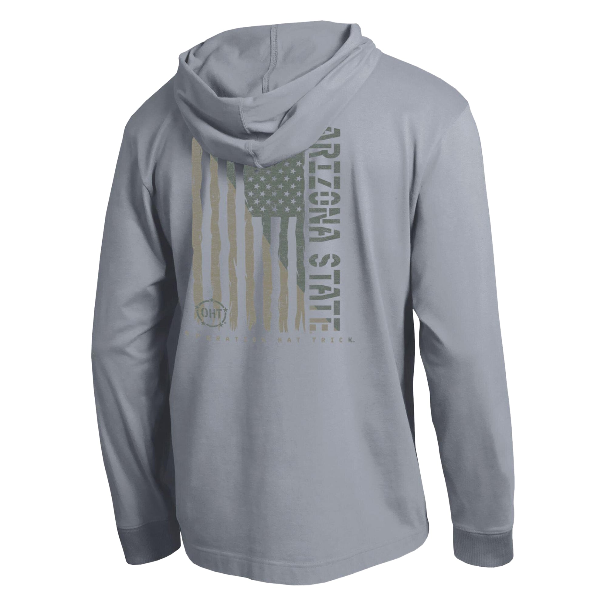 T-shirt à manches longues et capuche Champion Heather Gray Arizona State Sun Devils Operation Hat Trick Flag pour homme