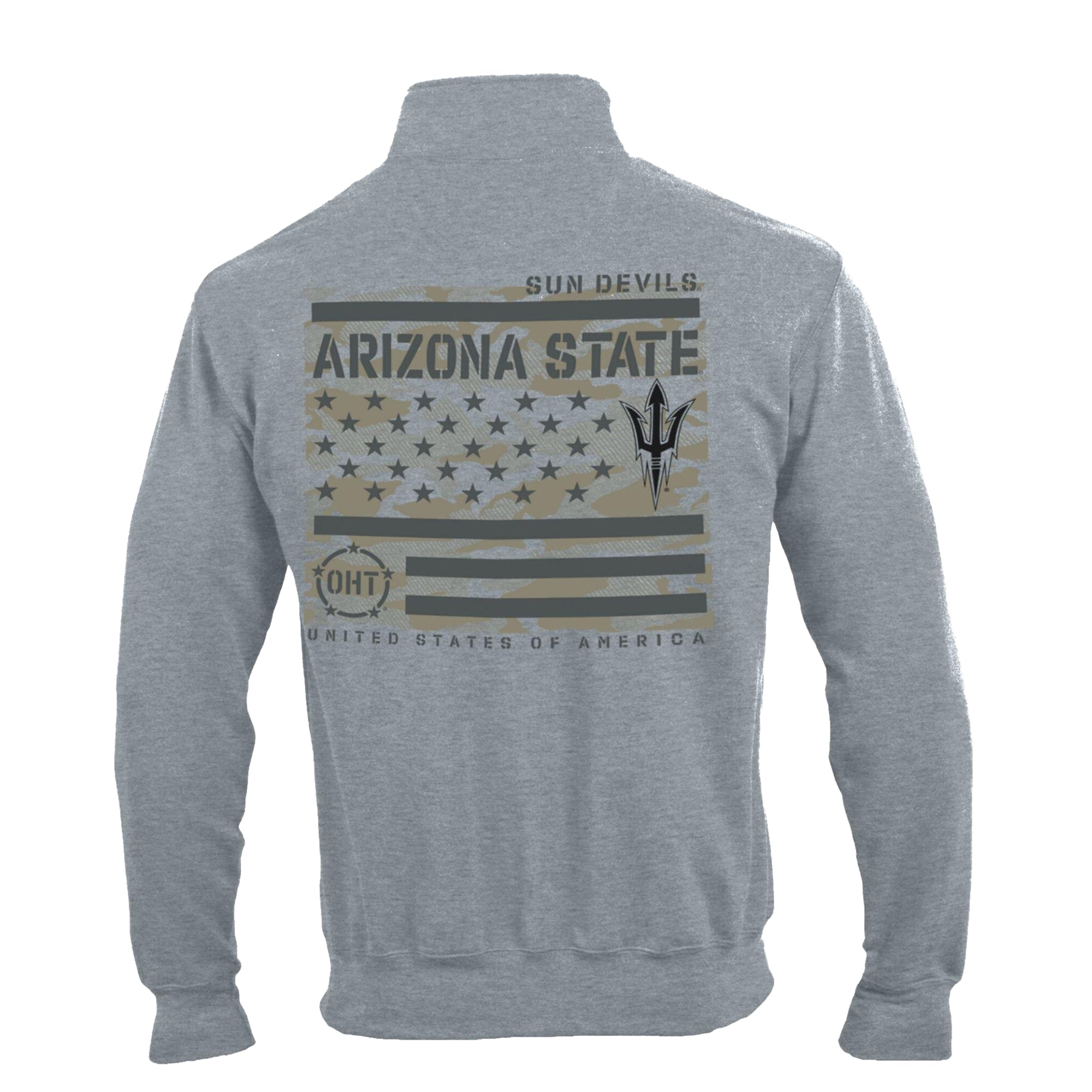 Pull-over à col zippé Champion Heather Gray Arizona State Sun Devils Operation Hat Trick Flag en polaire Powerblend Powerblend.