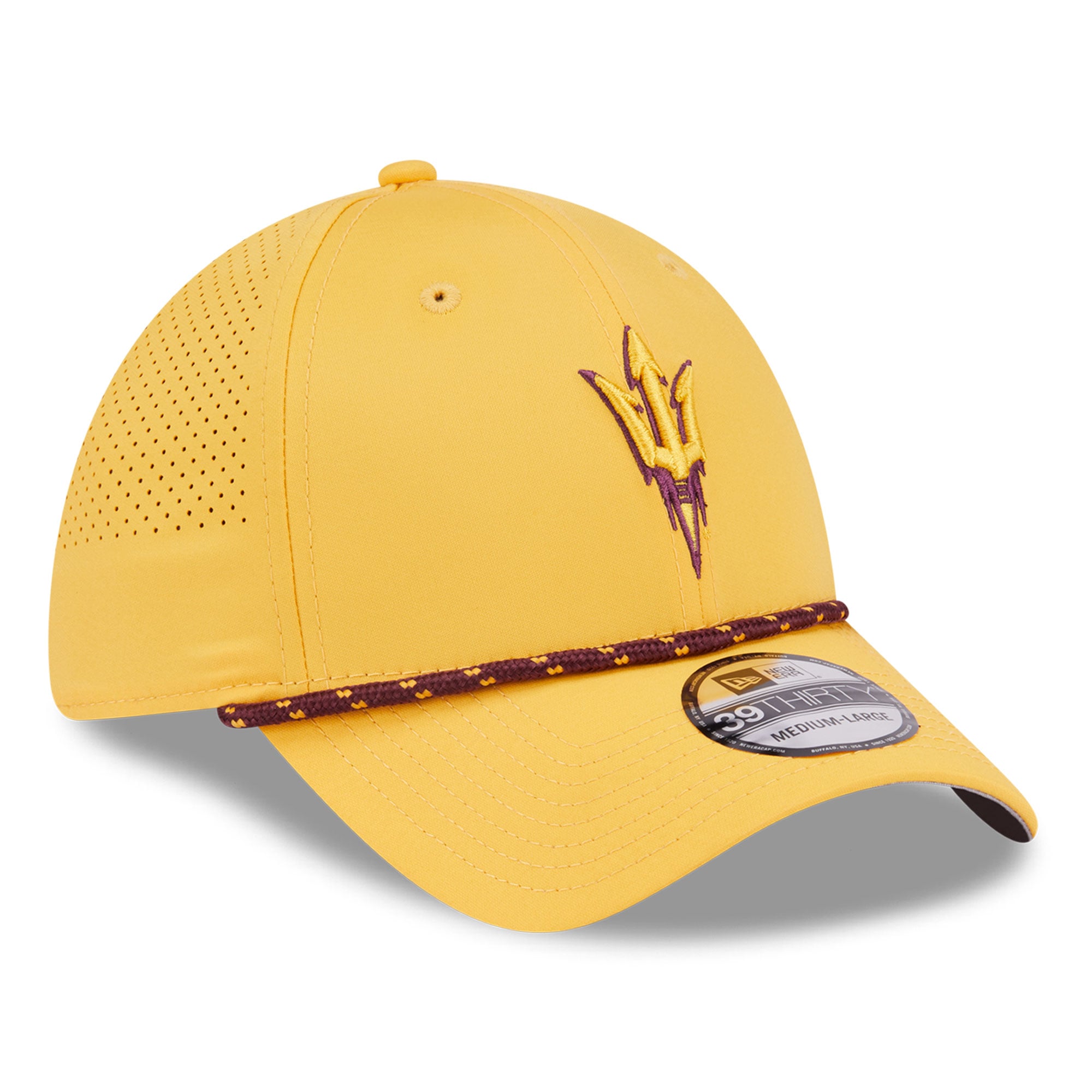 Casquette extensible New Era Gold Arizona State Sun Devils Performance Rope 39THIRTY pour homme