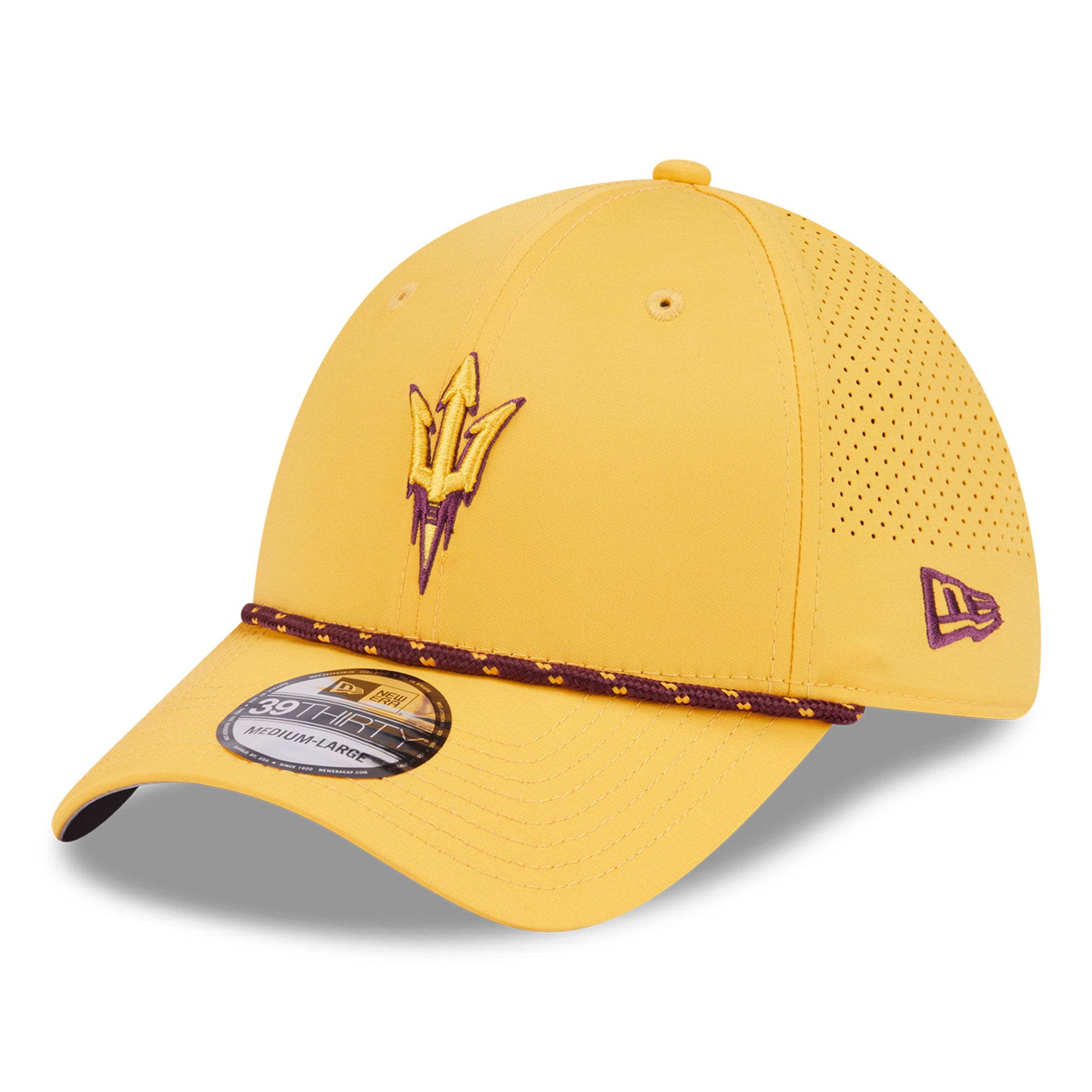 Casquette extensible New Era Gold Arizona State Sun Devils Performance Rope 39THIRTY pour homme
