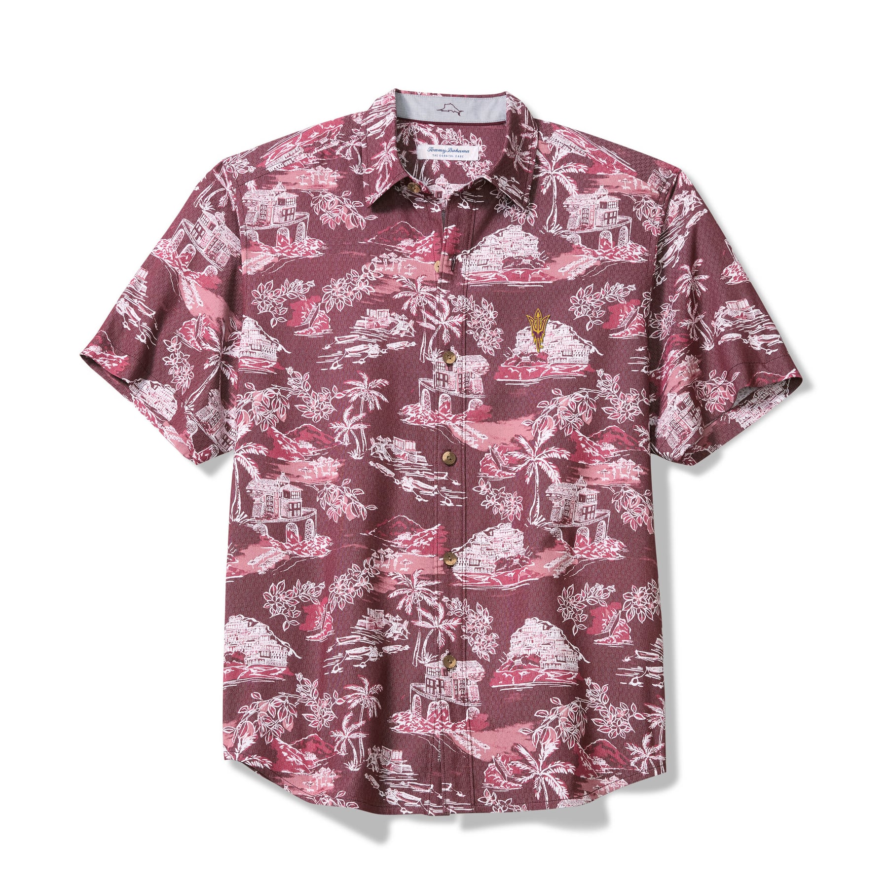 Men's Tommy Bahama Maroon Arizona State Sun Devils Coastal Ease Paradise Isle Camp Button-Up Shirt