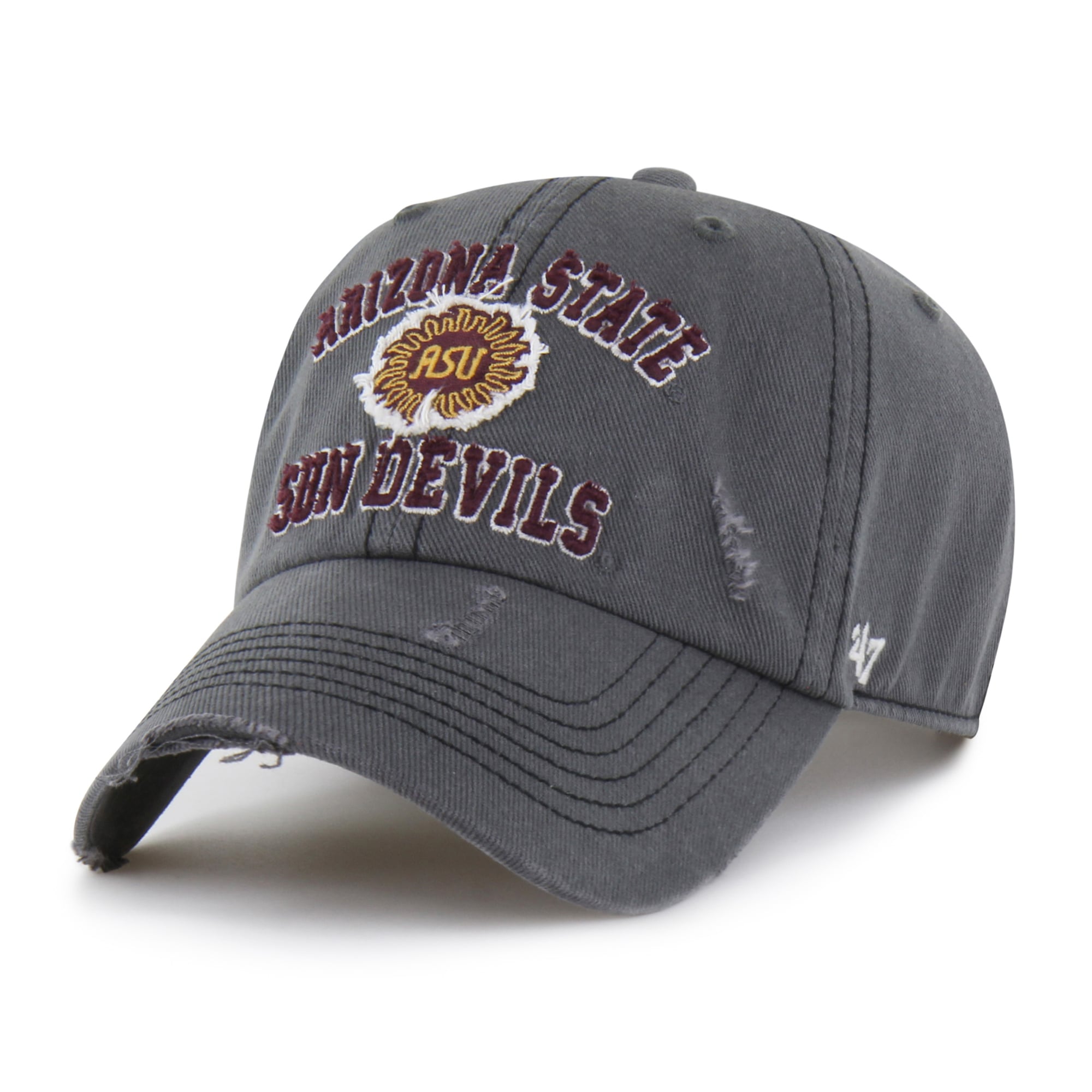 Unisex '47  Charcoal Arizona State Sun Devils Well-Worn Seymore Clean Up Adjustable Hat