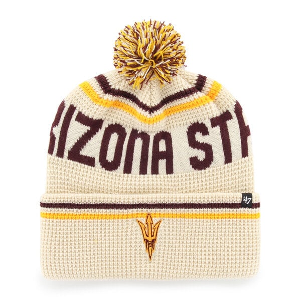 Bonnet unisexe '47 crème Arizona State Sun Devils en maille gaufrée à revers avec pompon