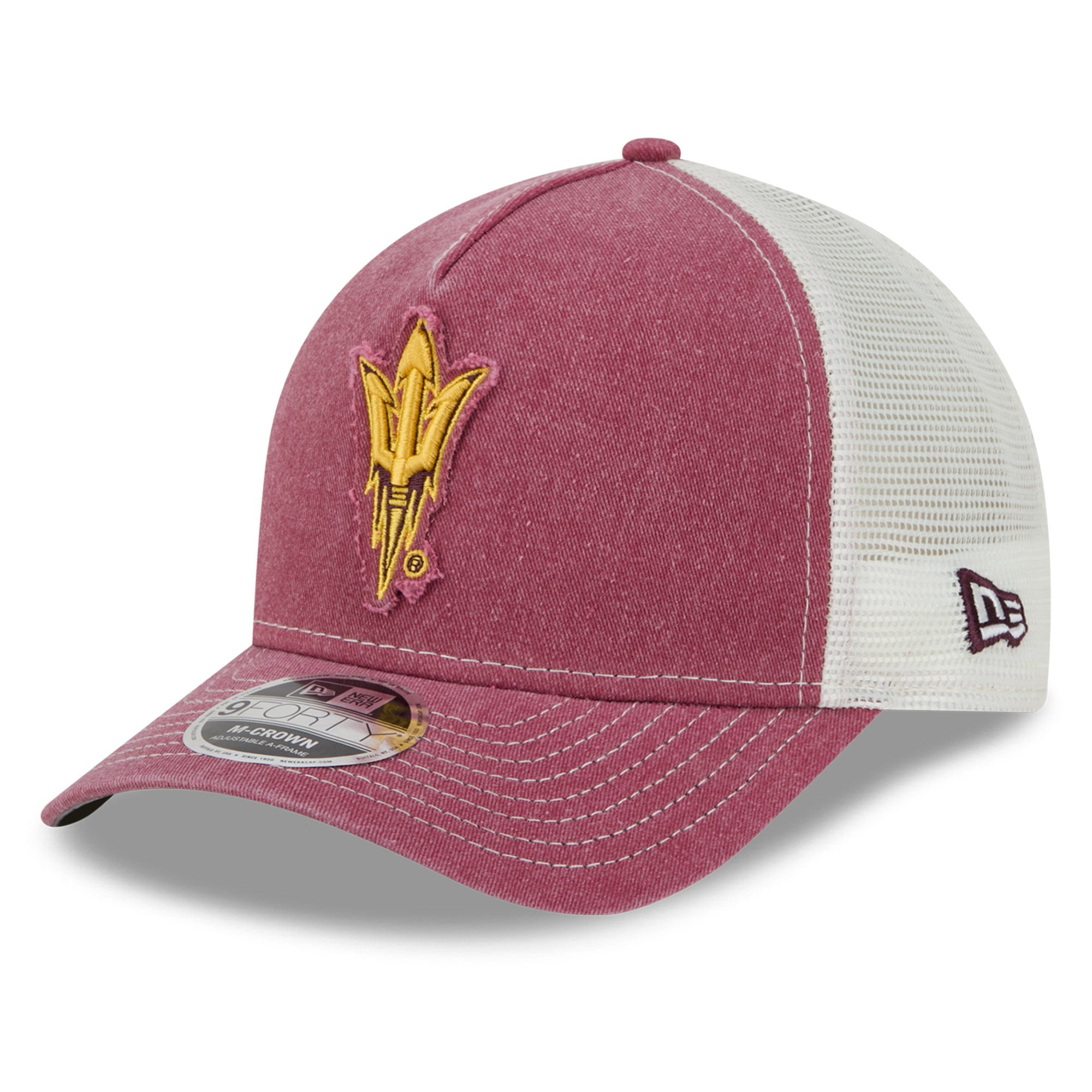 Casquette trucker unisexe New Era bordeaux Arizona State Sun Devils à motif dégradé en A 9FORTY