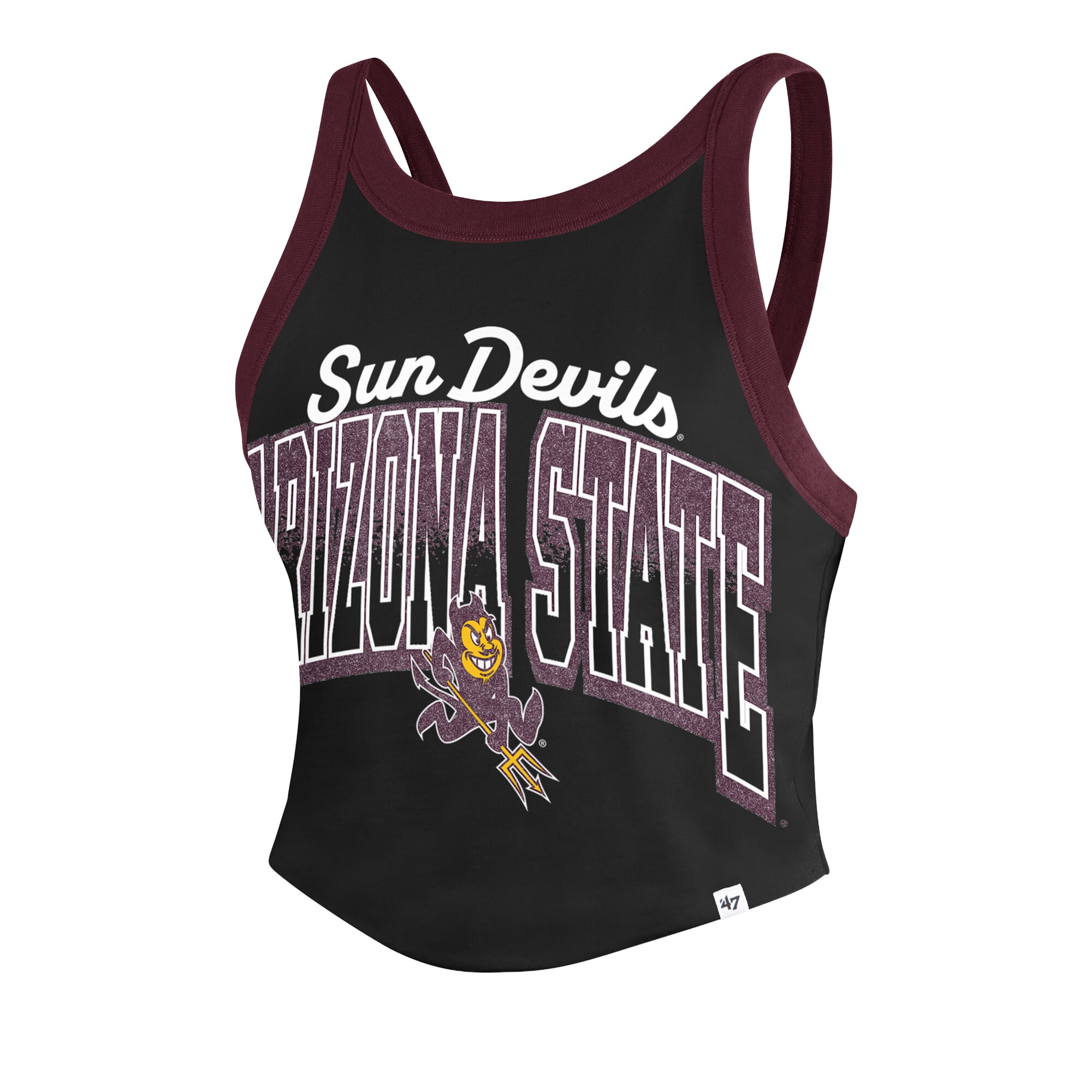 Women's '47 Black Arizona State Sun Devils Shimmer Shadow Sporty Tank Top