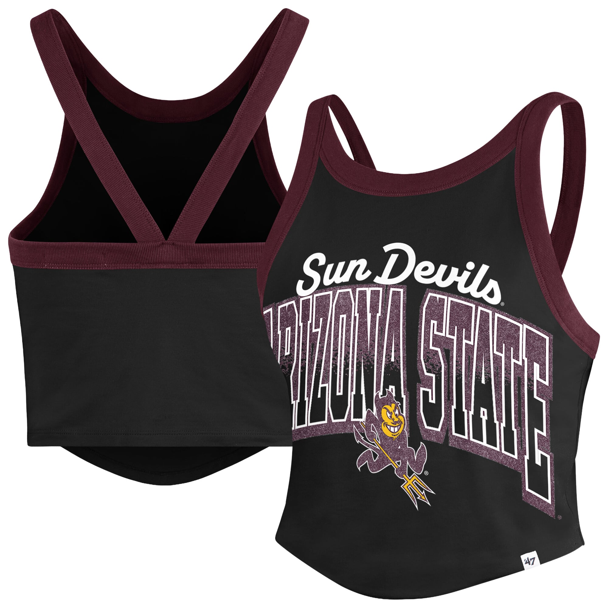 Women's '47 Black Arizona State Sun Devils Shimmer Shadow Sporty Tank Top