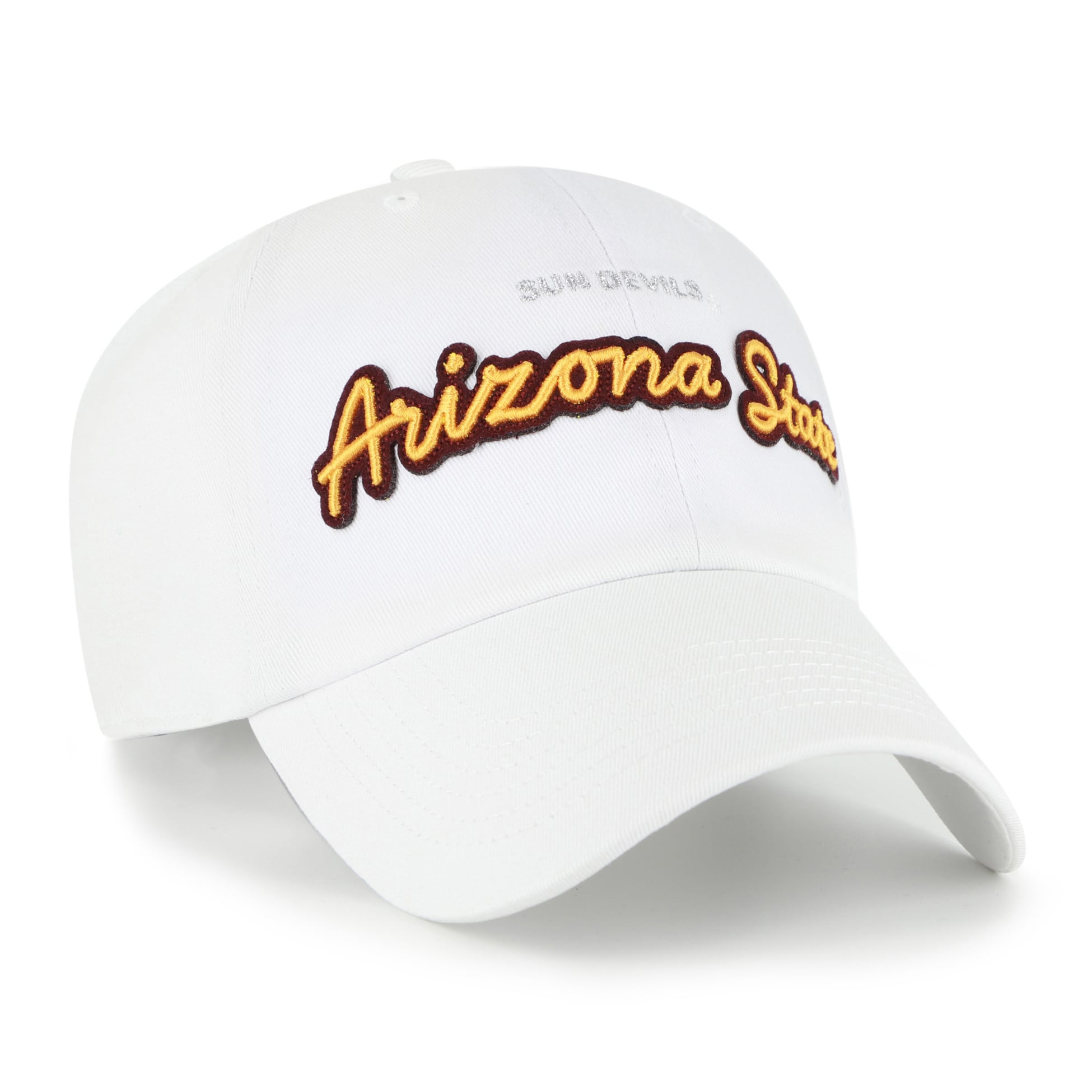 Women's '47 White Arizona State Sun Devils Trendy Script Clean Up Adjustable Hat