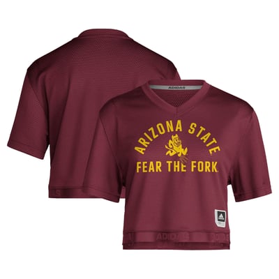 Arizona State Sun Devils adidas Women's Strategy Cropped Football Jersey - Maroon