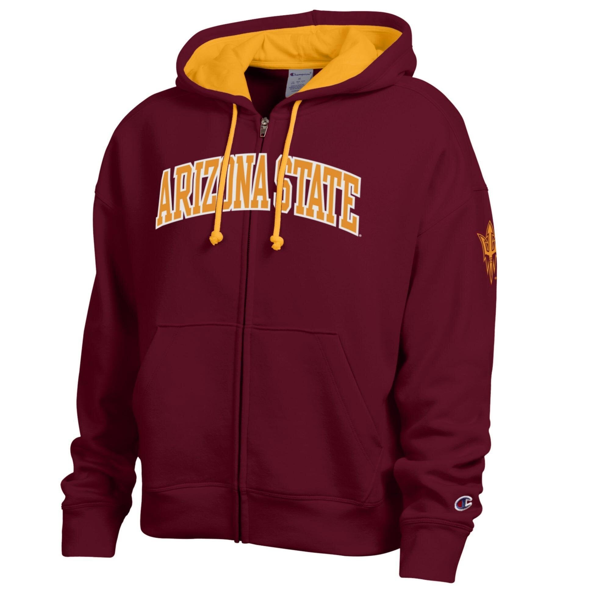 Sweat à capuche zippé en polaire Champion marron pour femme, Arizona State Sun Devils Arch.