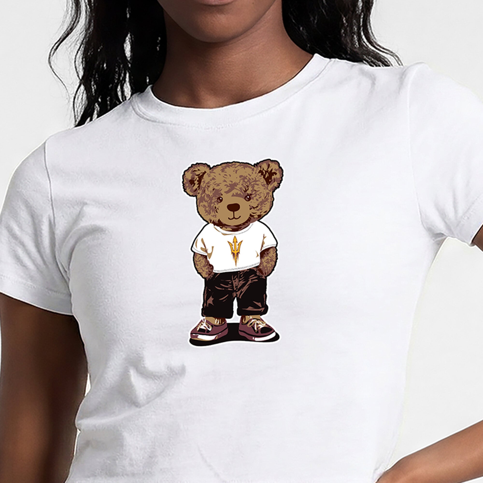 Women's Champion White Arizona State Sun Devils Teddy Bear Baby T-Shirt