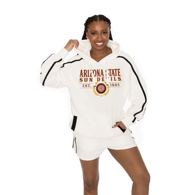  Arizona State Sun Devils Gameday Couture Women's Down, Set, Go Hoodie and Shorts Lounge Set - Cream
