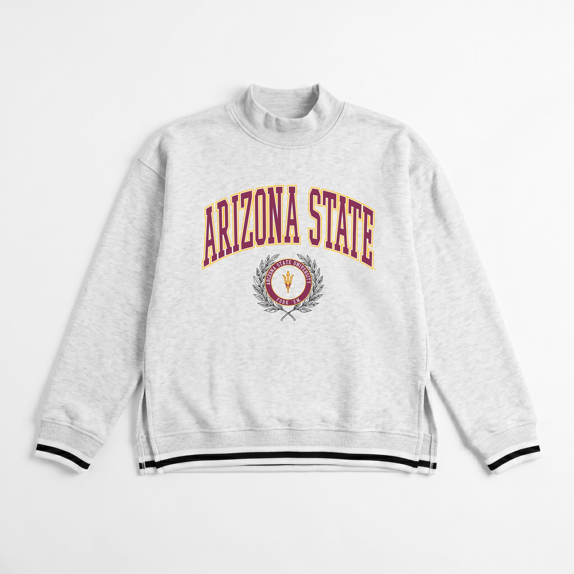 Sweat-shirt à col montant rayures contrastées Arizona State Sun Devils Rally Point pour femme, gris, collection Gameday Couture