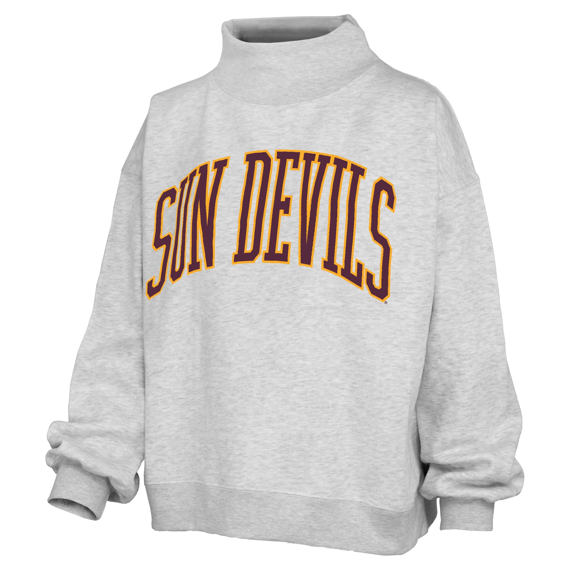 Women's Pressbox Heather Gray Arizona State Sun Devils Oversized Nelson Mock Neck Sweatshirt