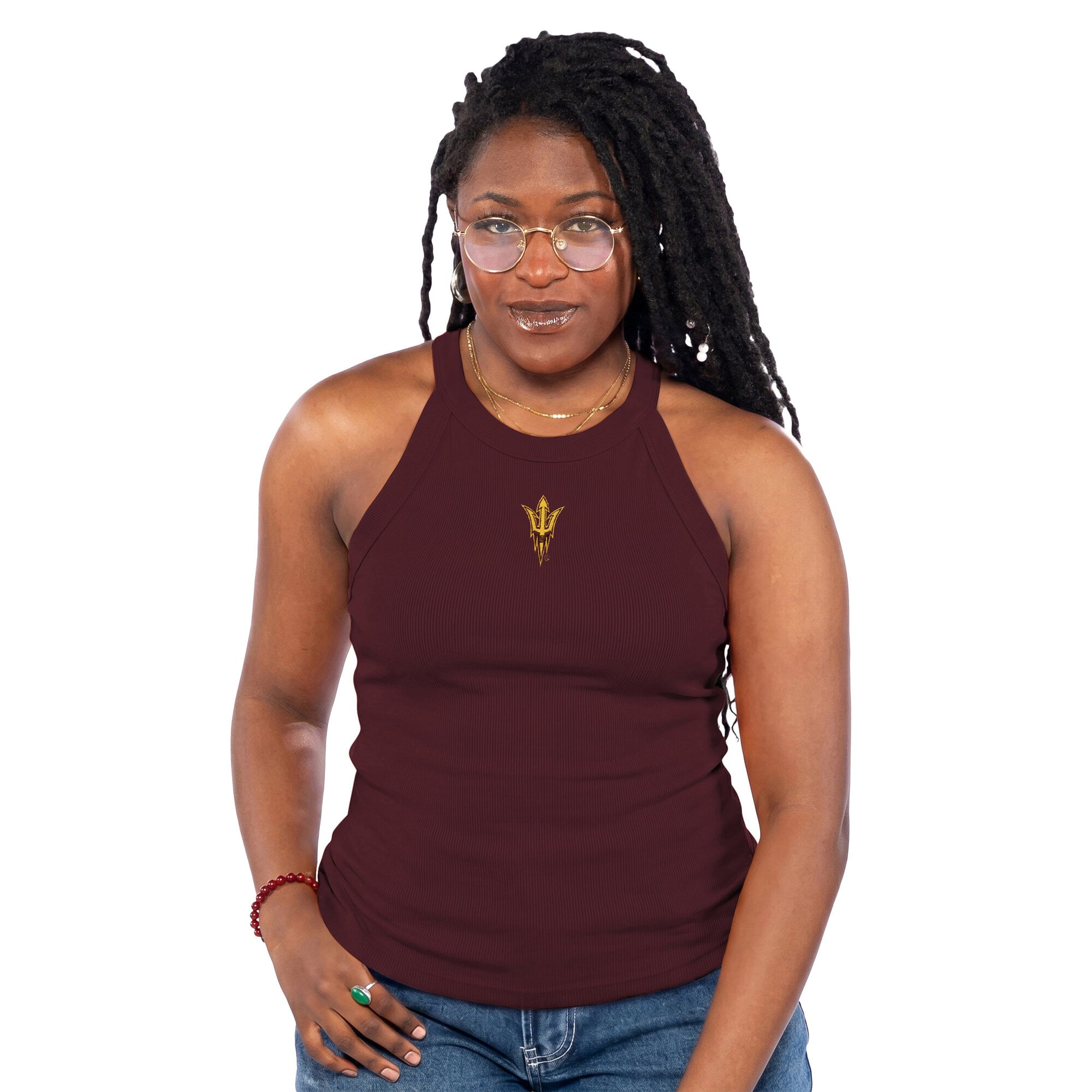Women's ZooZatz  Maroon Arizona State Sun Devils Tri-Blend Racerback Ribbed Tank Top