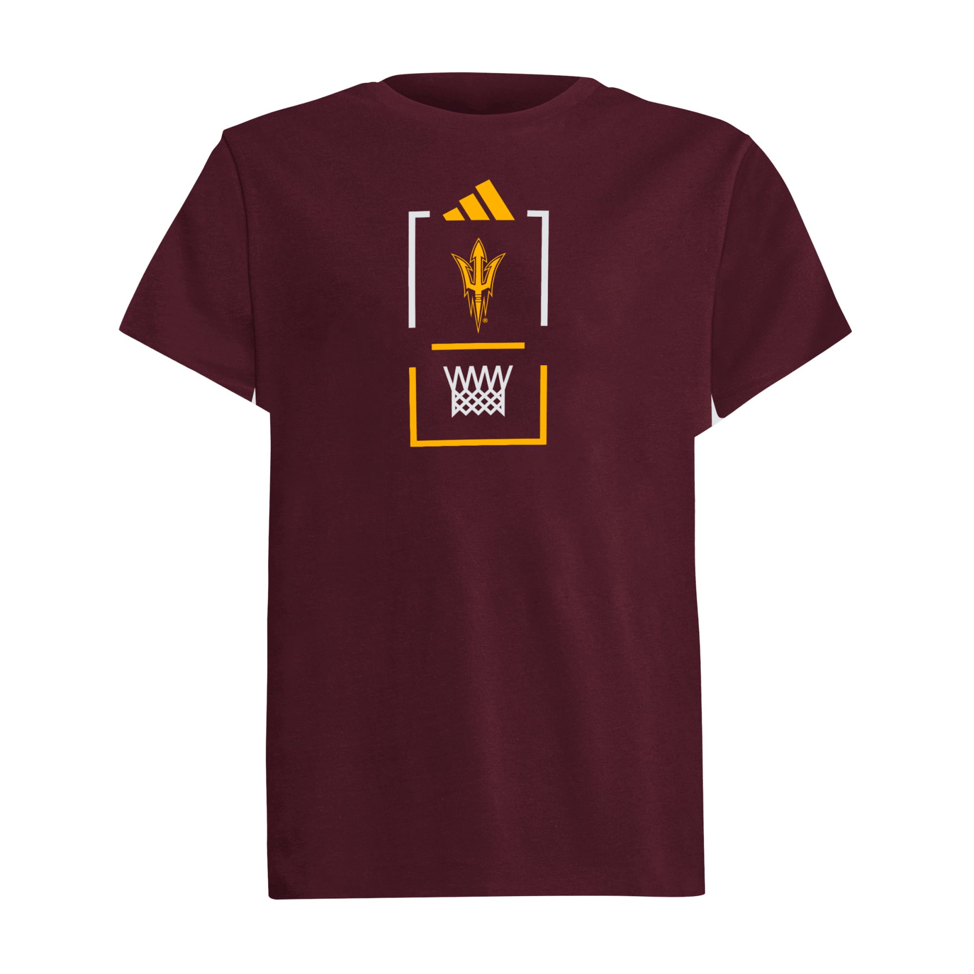 T-shirt de basket-ball adidas marron pour jeunes, Arizona State Sun Devils